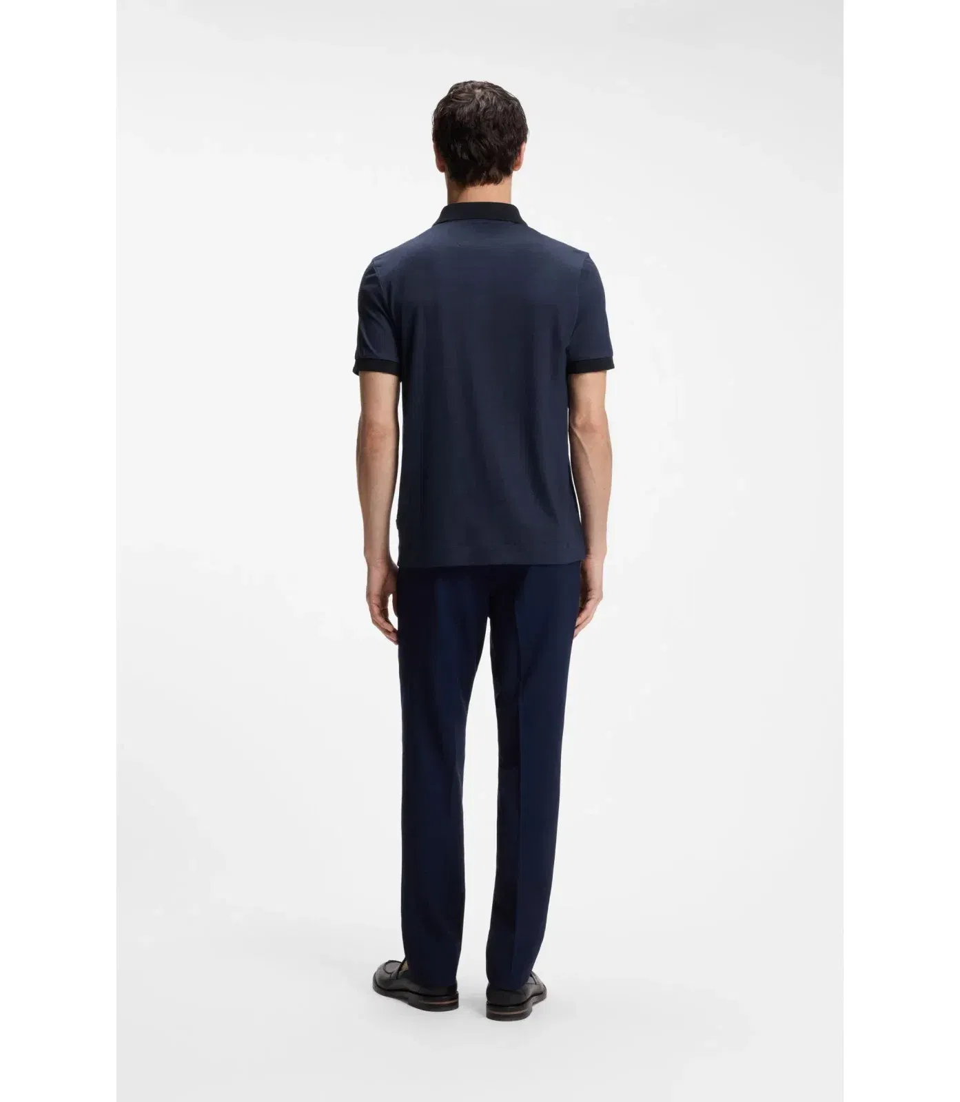 Boss Regular Fit Polo Shirt In Wool With Zipper Placket Light Blue