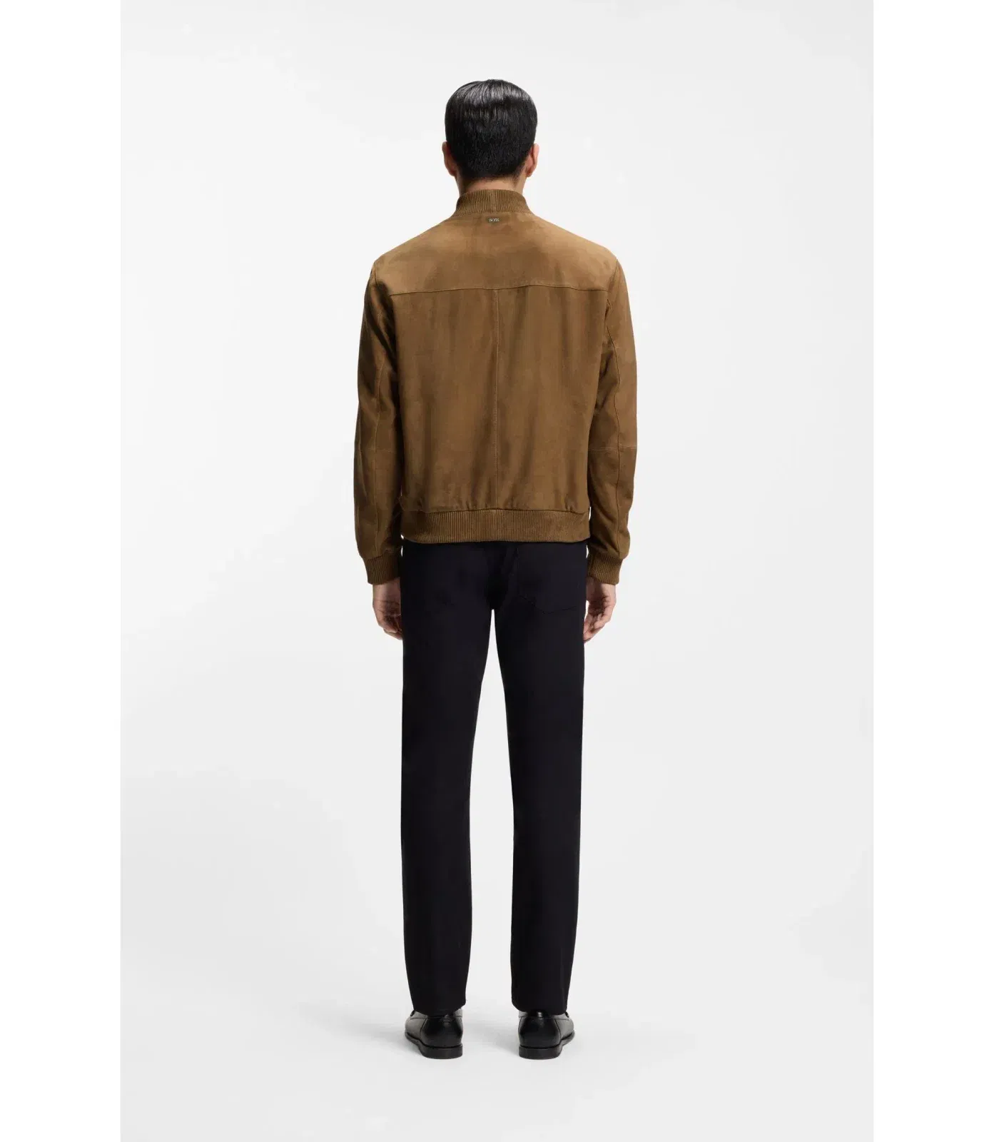 Boss Regular Fit Jacket In Suede Khaki