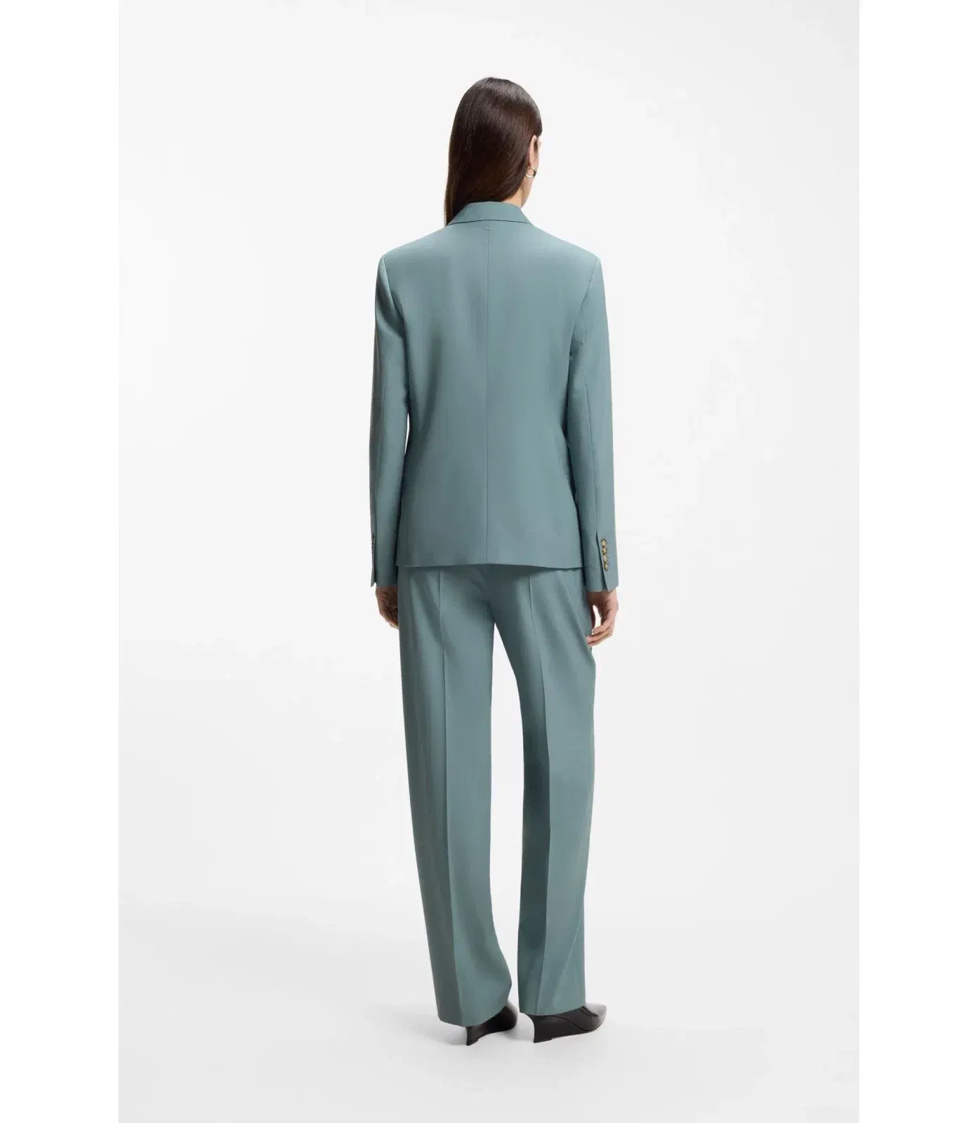 Boss Regular Fit Blazer In Virgin Wool Blue Women's