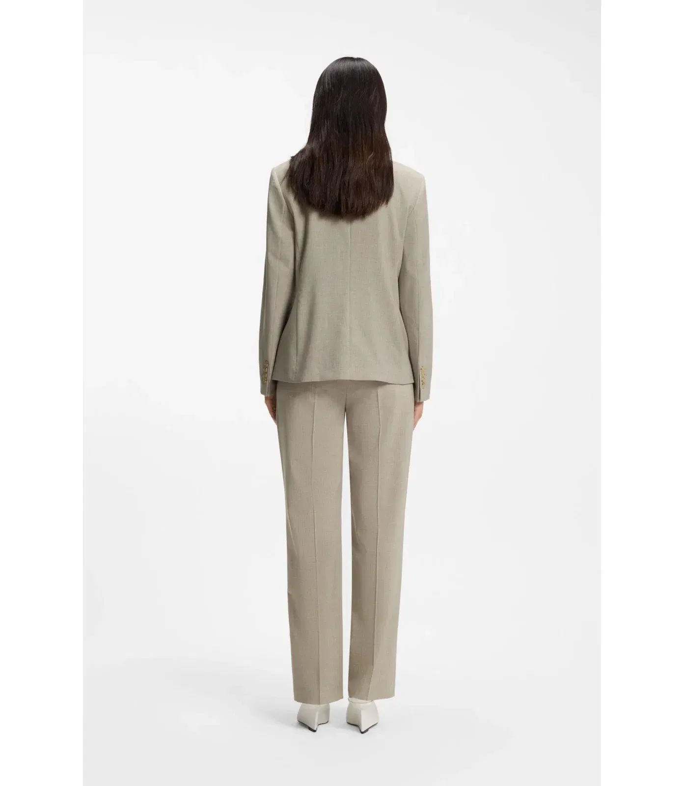 Boss Regular Fit Blazer In Melange Virgin Wool Light Beige Women's