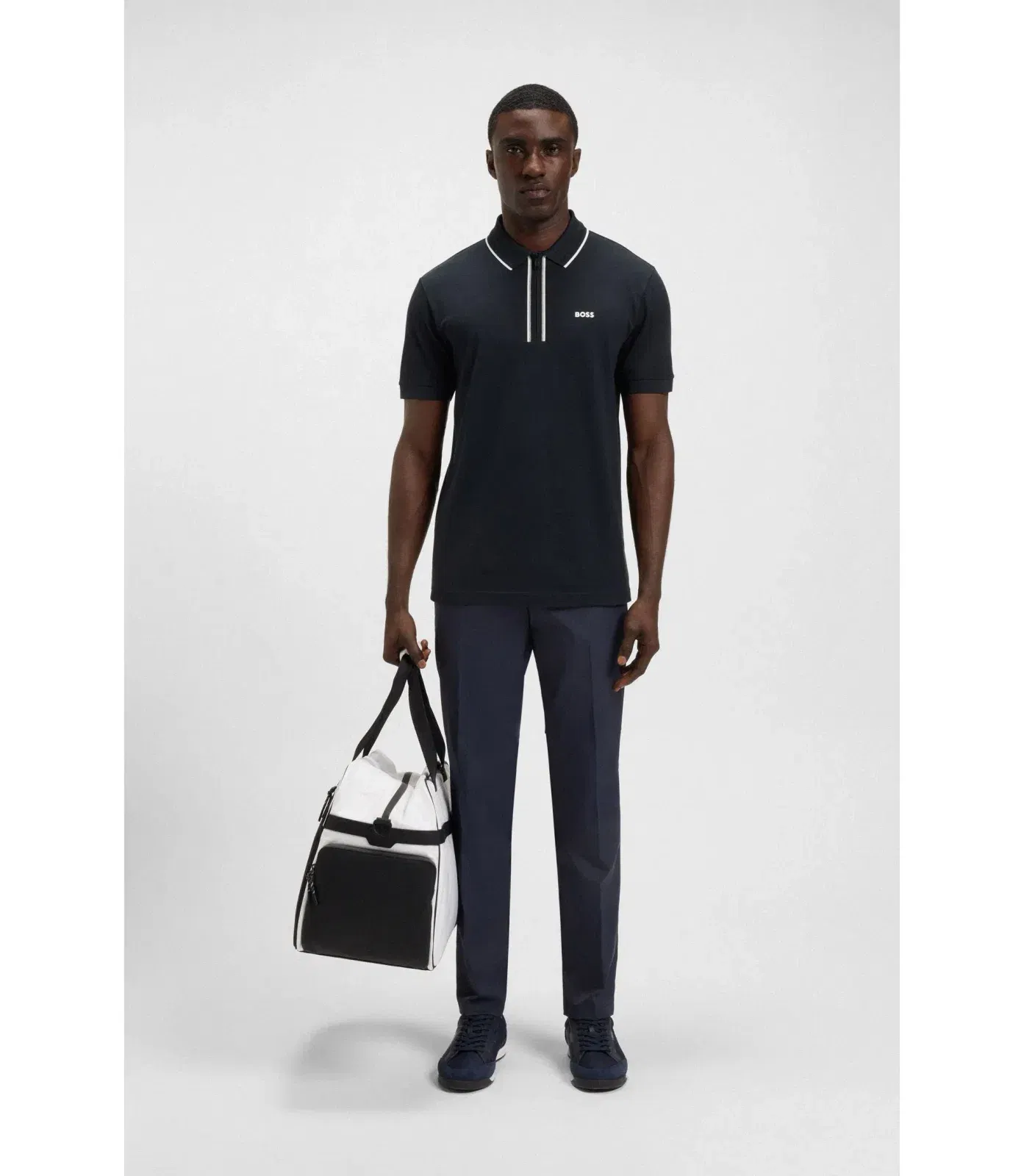 Boss Quick Dry Polo Shirt In Stretch Cotton Dark Blue