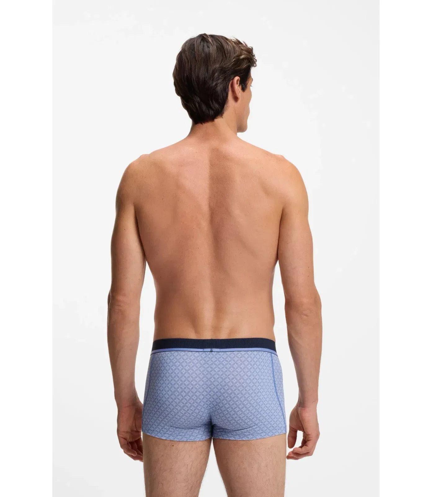 Boss Printed Trunks In Stretch Cotton Light Blue
