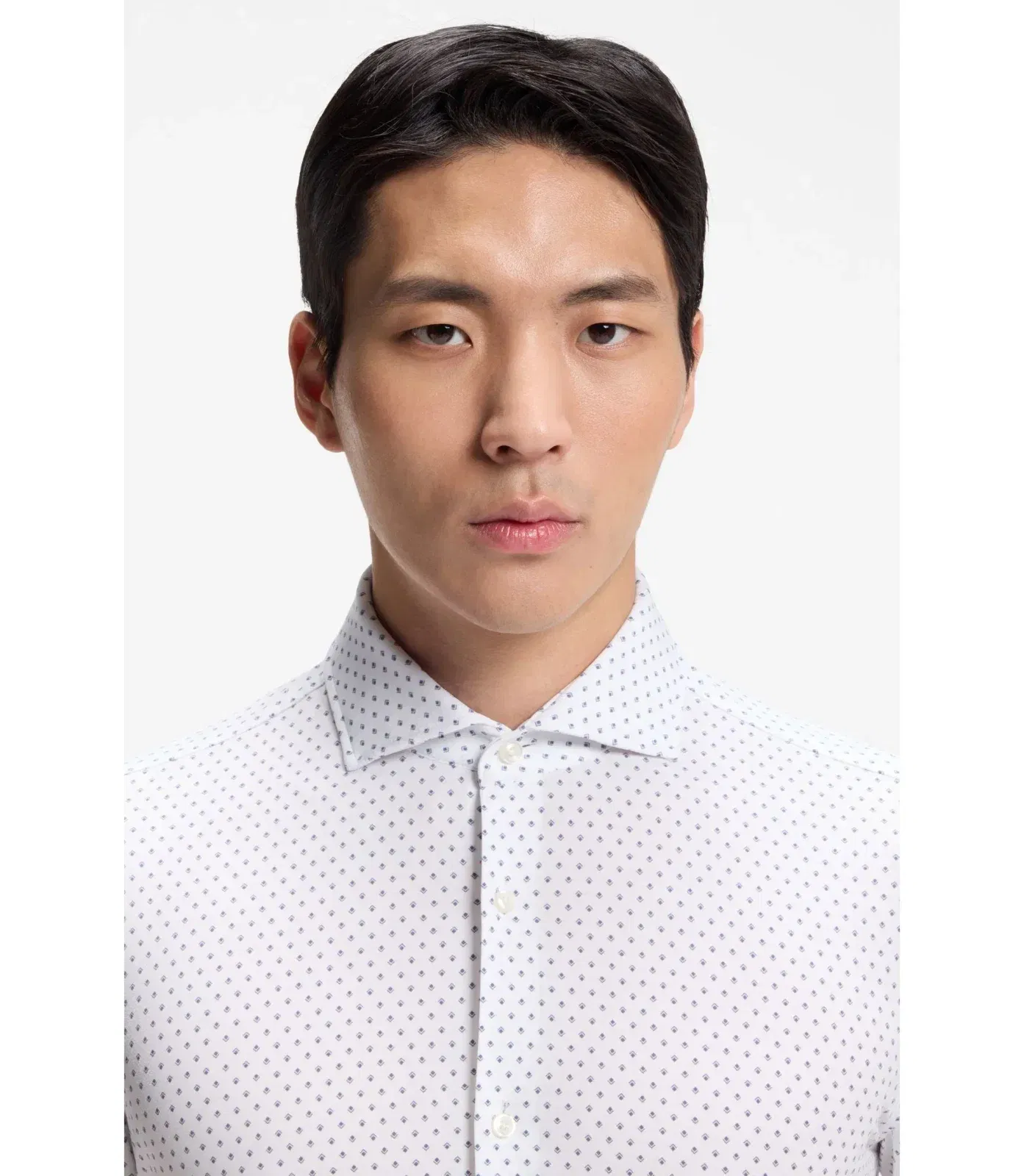 Boss Printed Slim Fit Shirt In Performance Stretch Jersey Light Blue