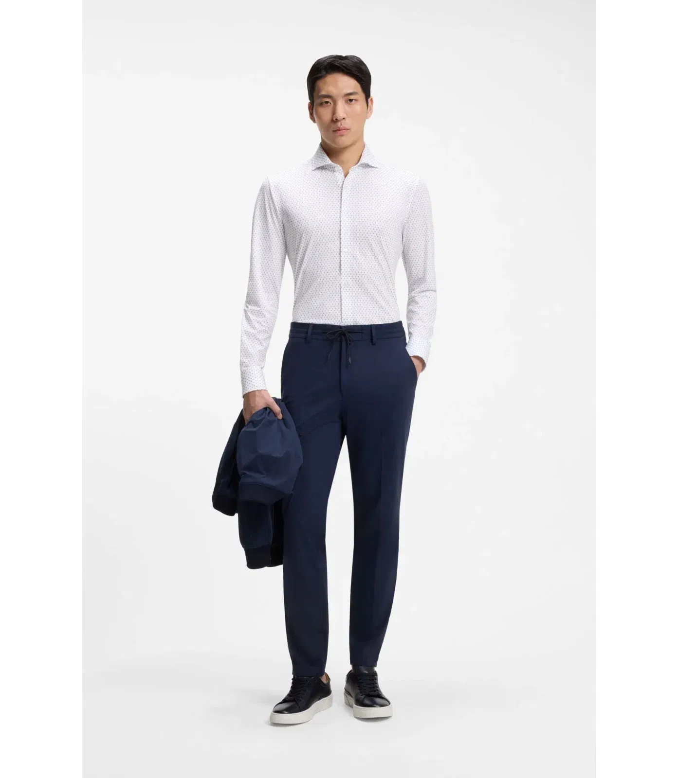 Boss Printed Slim Fit Shirt In Performance Stretch Jersey Light Blue