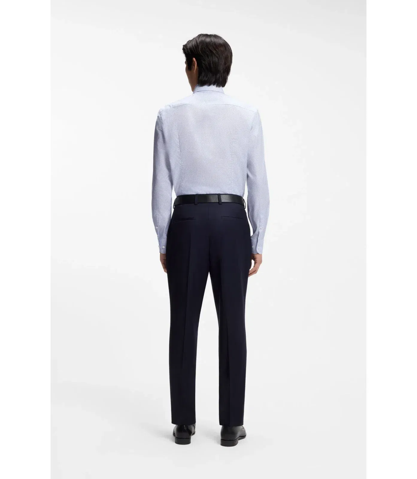 Boss Printed Slim Fit Shirt In Italian Made Twill Light Blue