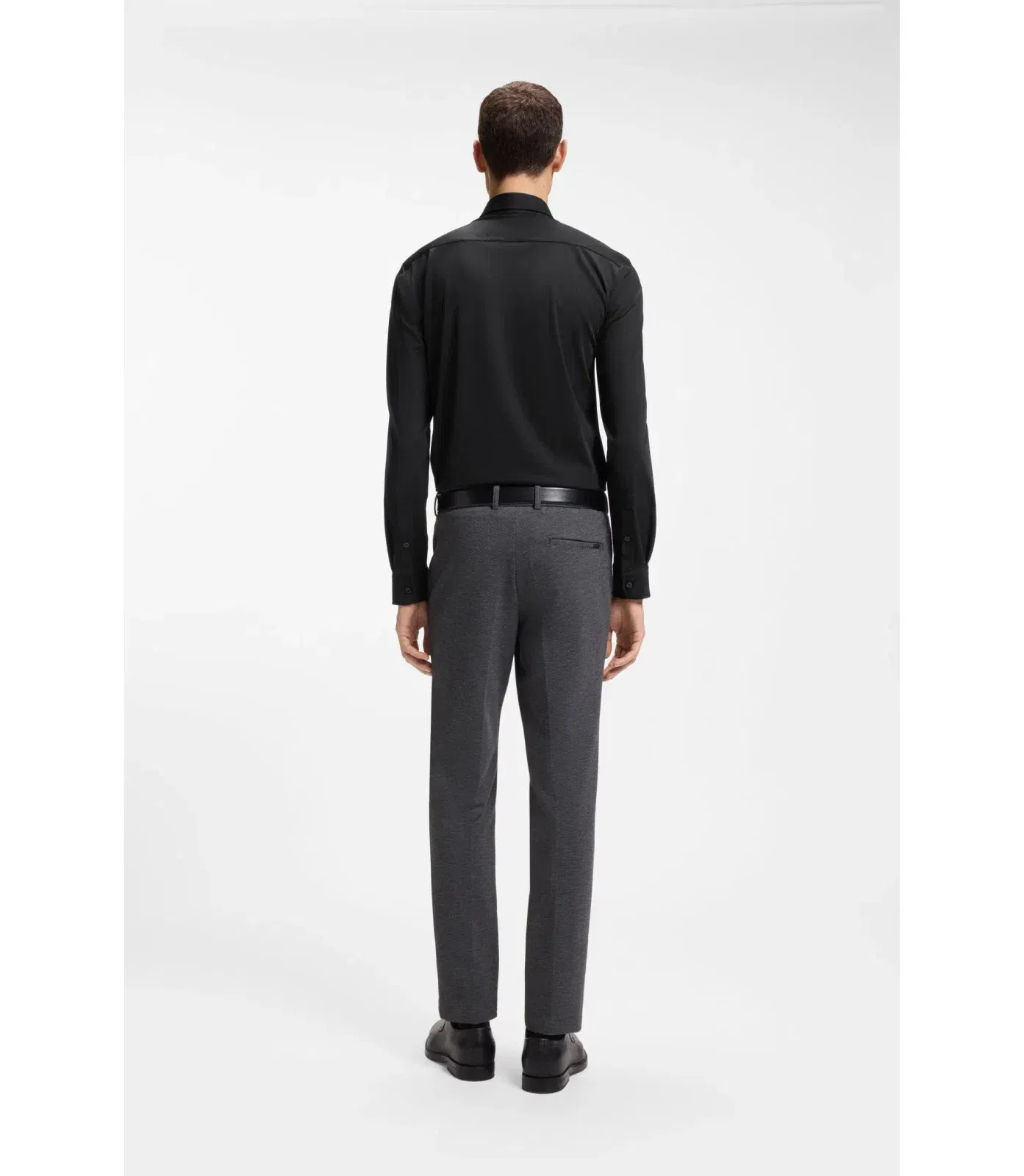 Boss Performance Stretch Slim Fit Shirt In Structured Jersey Black