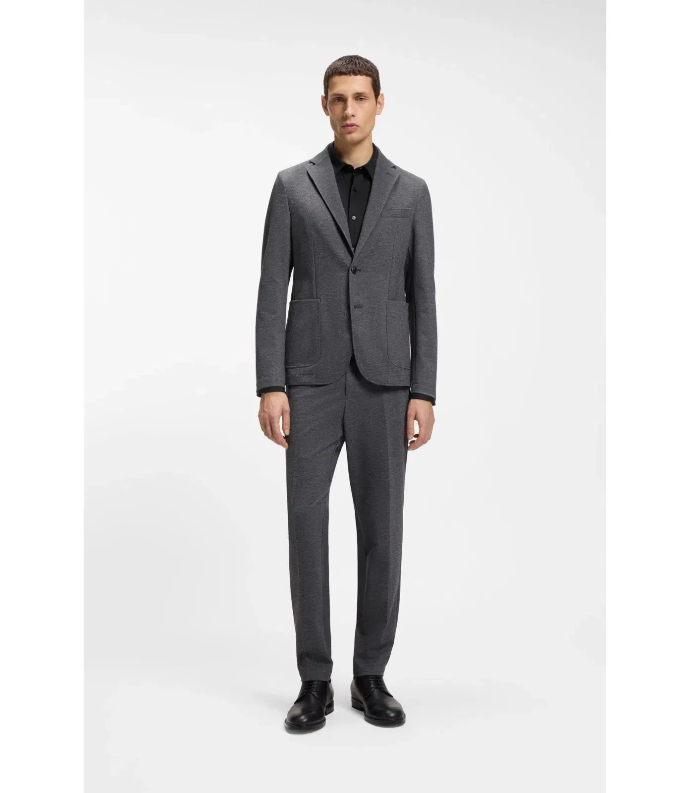 Boss Performance Stretch Slim Fit Shirt In Structured Jersey Black