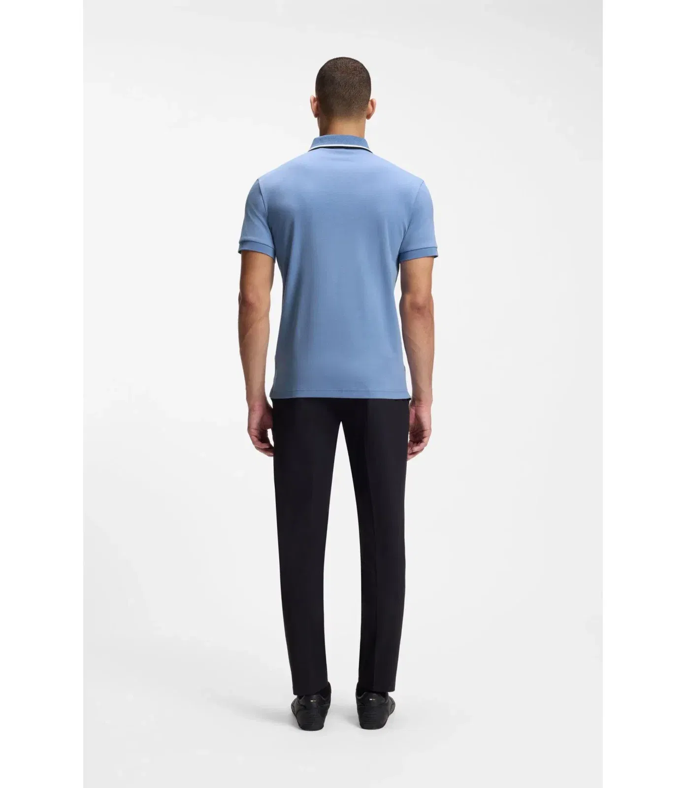 Boss Paddy Slim Fit Polo Shirt In Interlock Cotton Light Blue