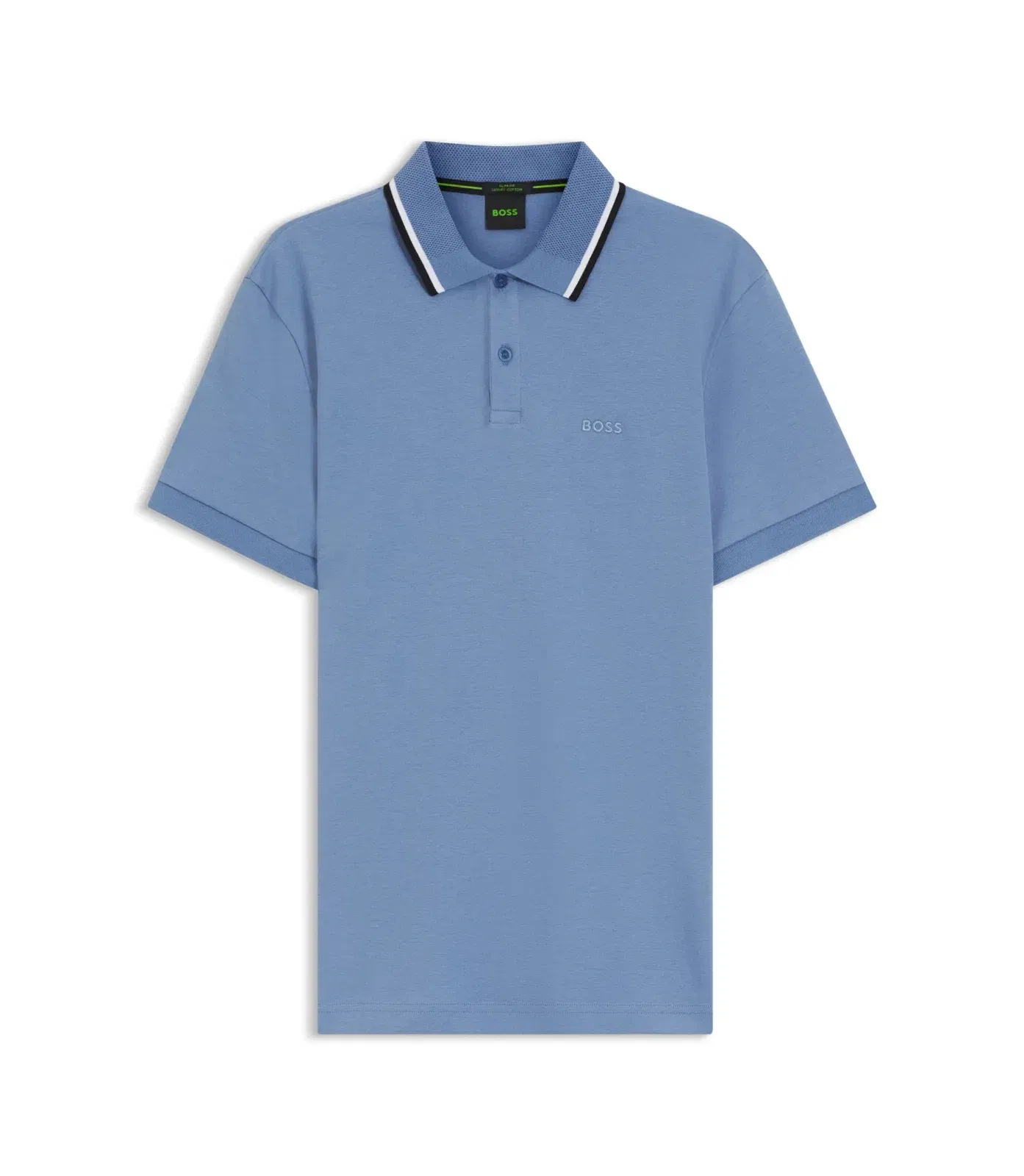 Boss Paddy Slim Fit Polo Shirt In Interlock Cotton Light Blue