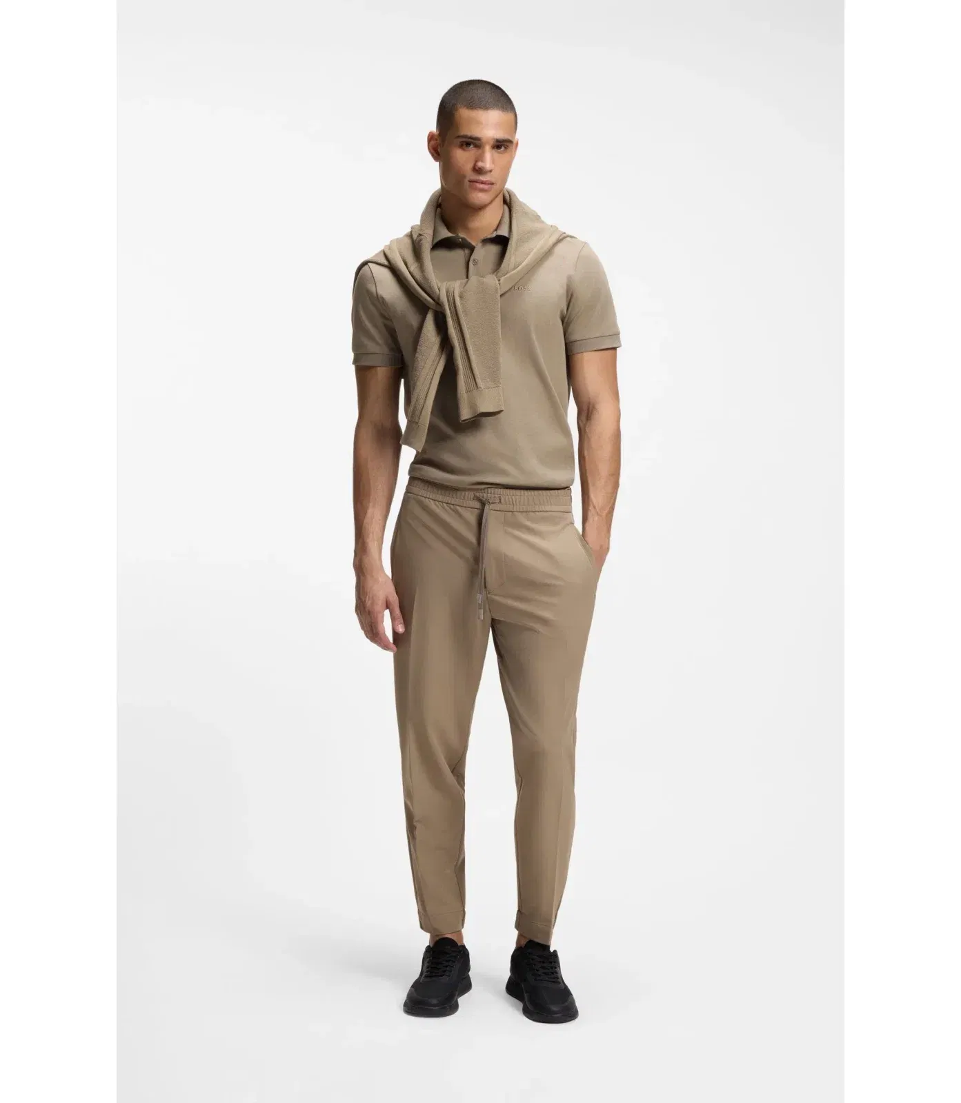 Boss Paddy Slim Fit Polo Shirt In Interlock Cotton Light Green