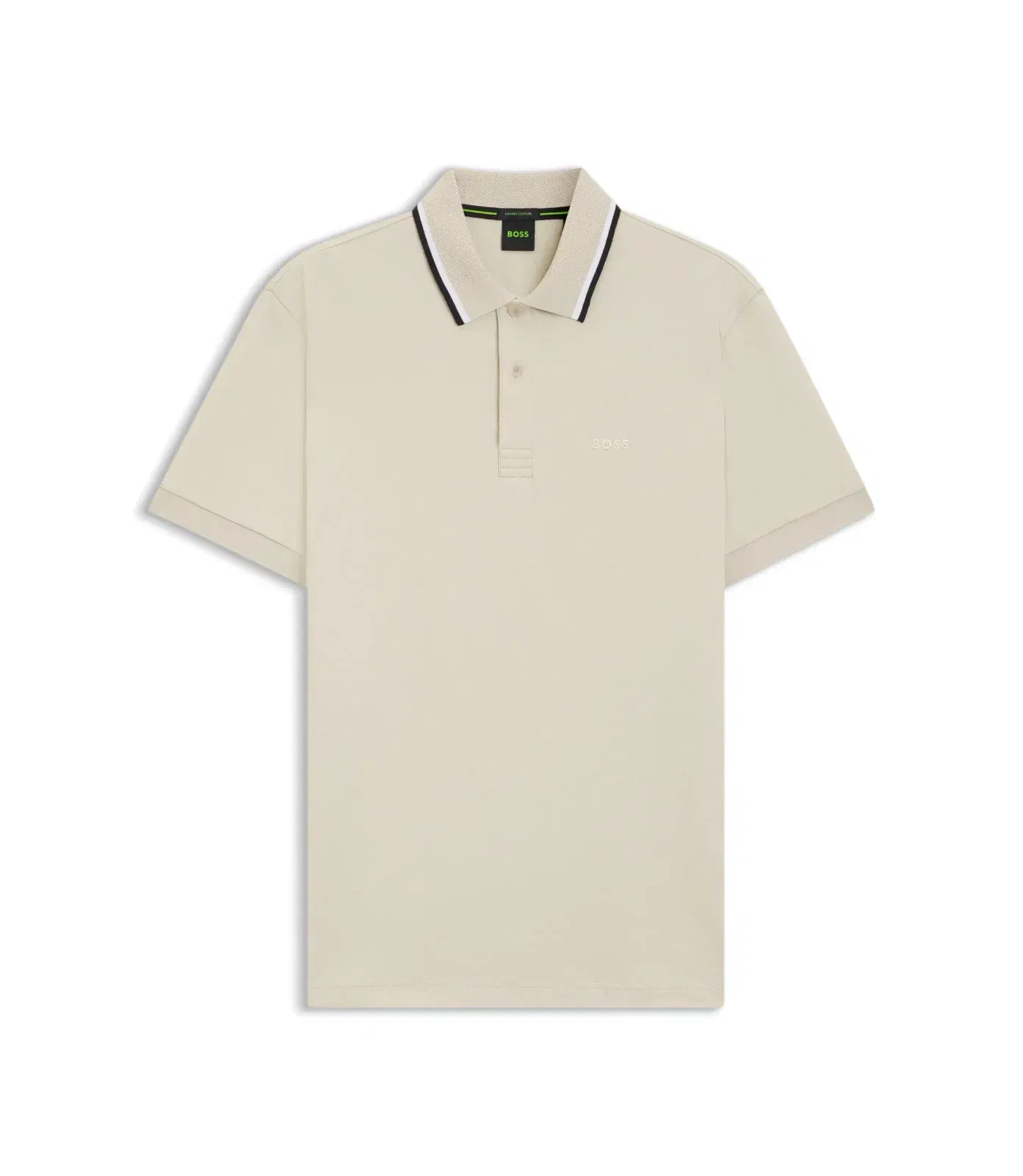 Boss Paddy Slim Fit Polo Shirt In Interlock Cotton Light Beige