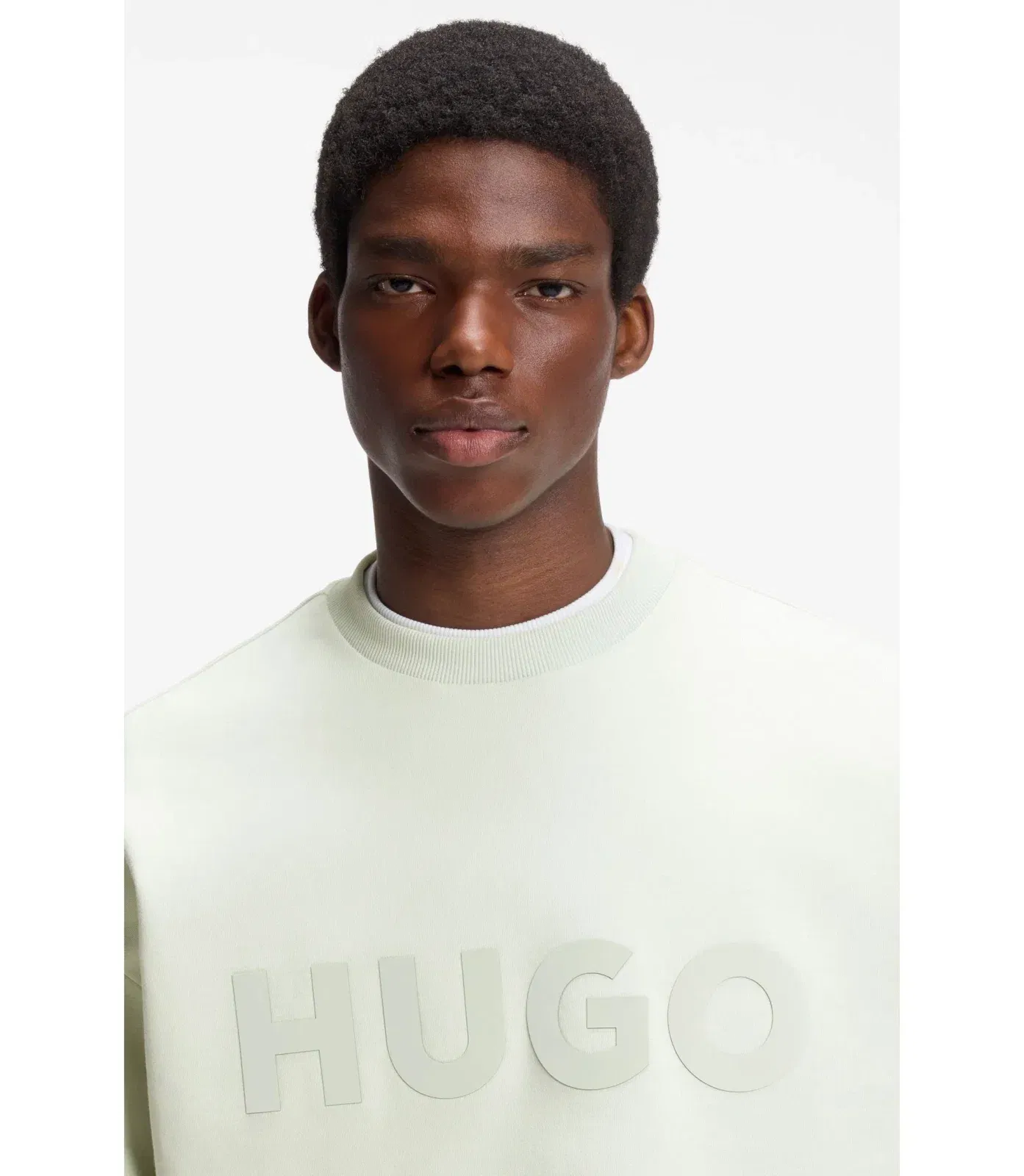 Hugo Oversize Fit Sweatshirt In Cotton Terry With Tonal Logo Light Green
