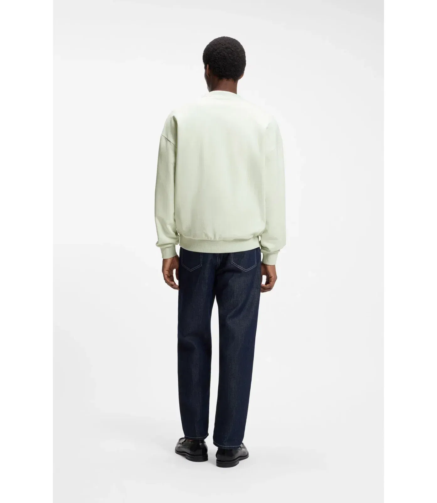 Hugo Oversize Fit Sweatshirt In Cotton Terry With Tonal Logo Light Green