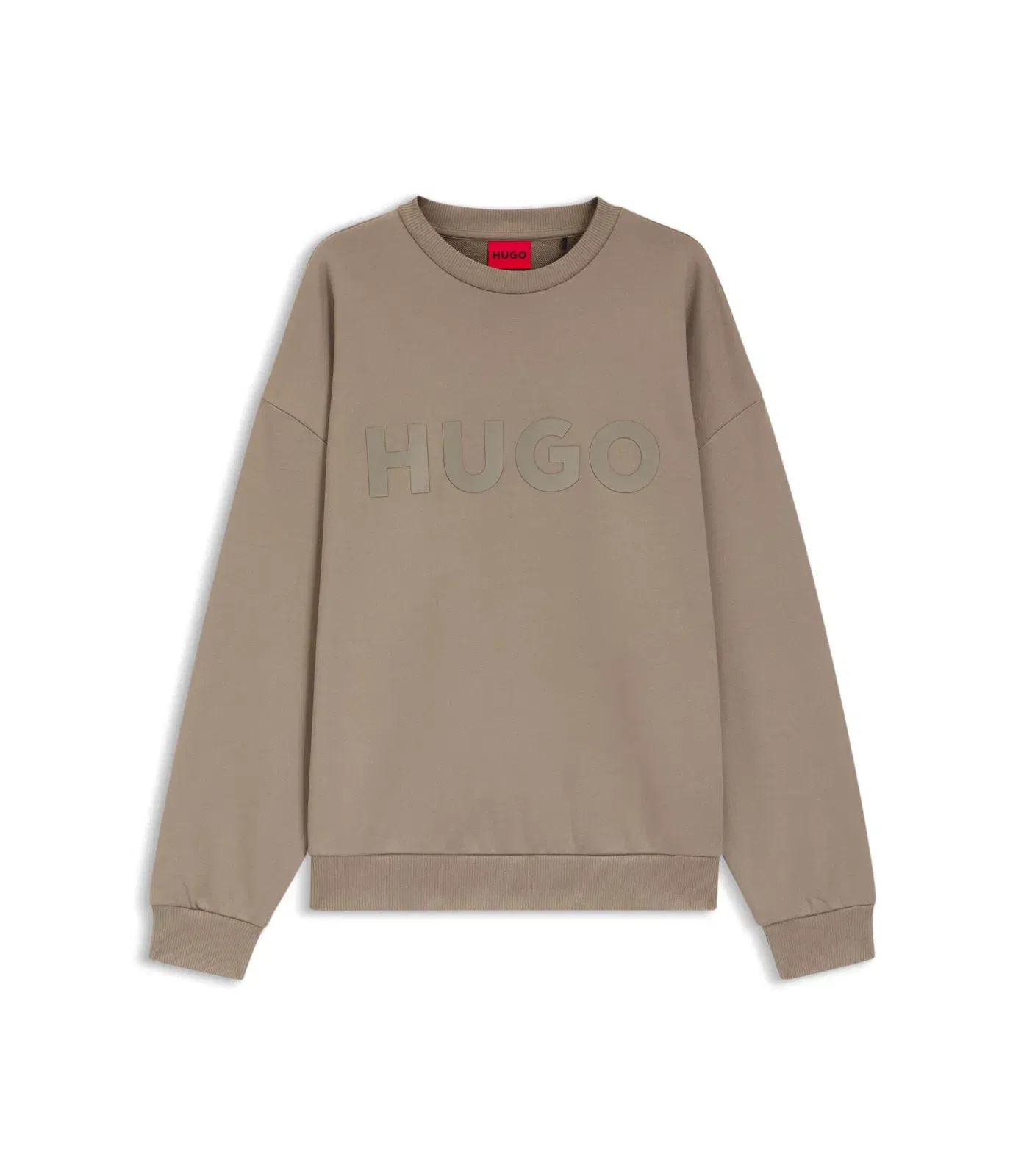 Hugo Oversize Fit Sweatshirt In Cotton Terry With Tonal Logo Light Brown