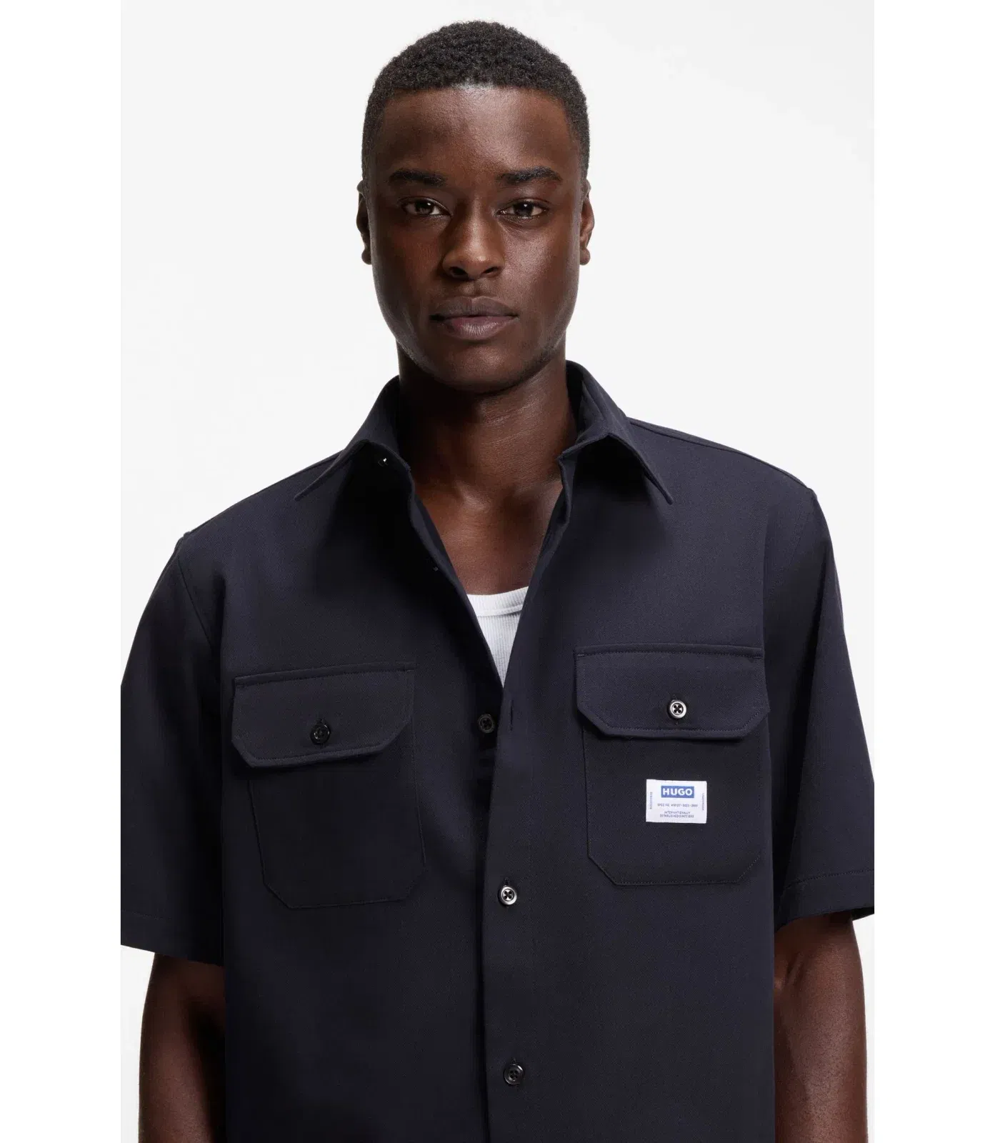 Hugo Oversize Fit Shirt In Cotton Twill Dark Blue