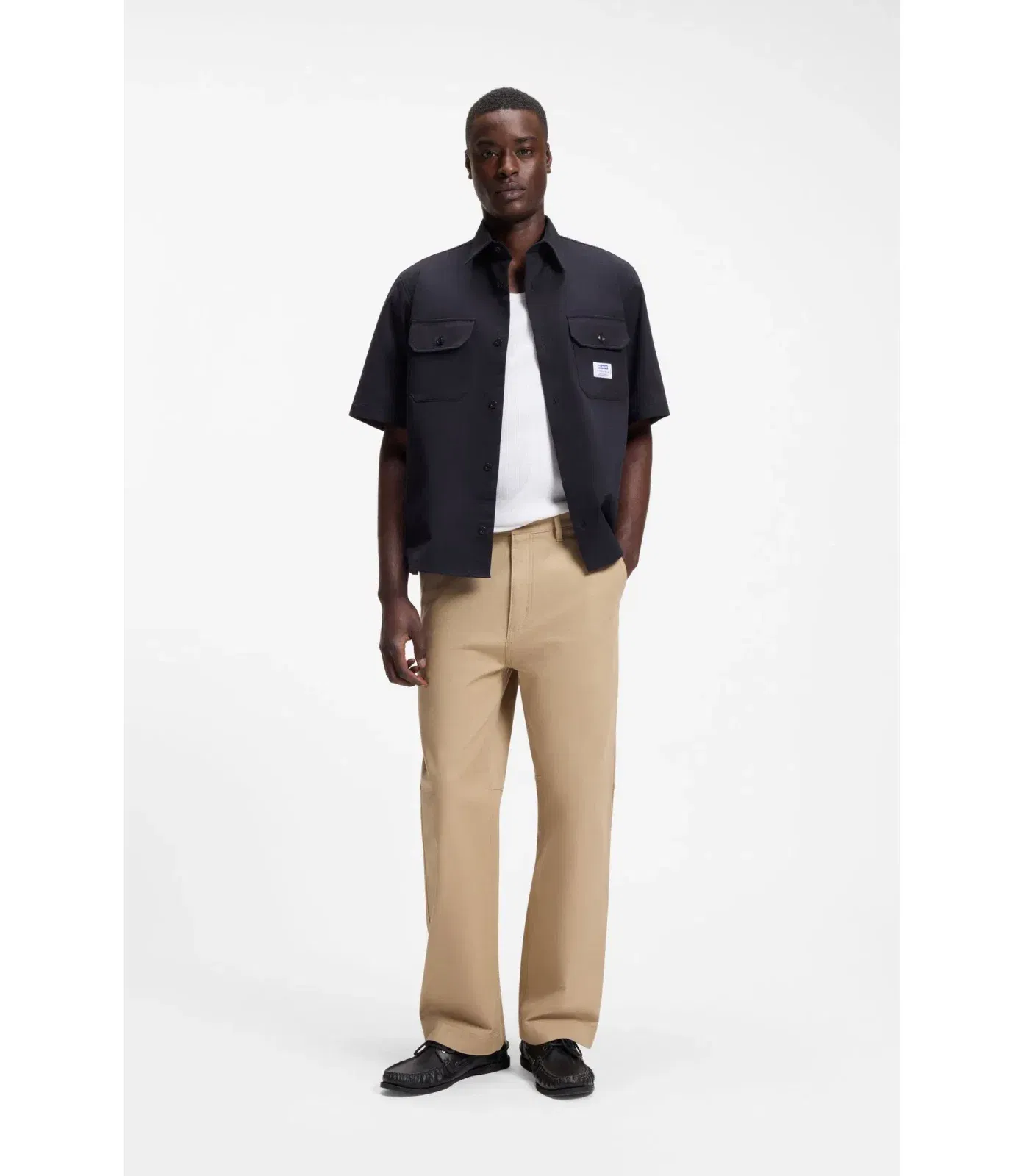 Hugo Oversize Fit Shirt In Cotton Twill Dark Blue