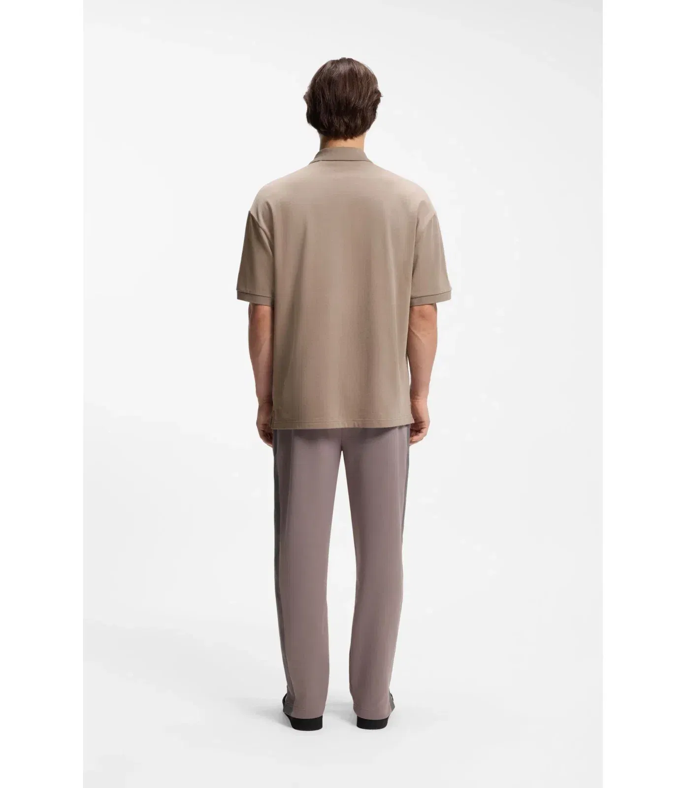 Hugo Oversize Fit Polo Shirt In Cotton With Tonal Logo Light Brown