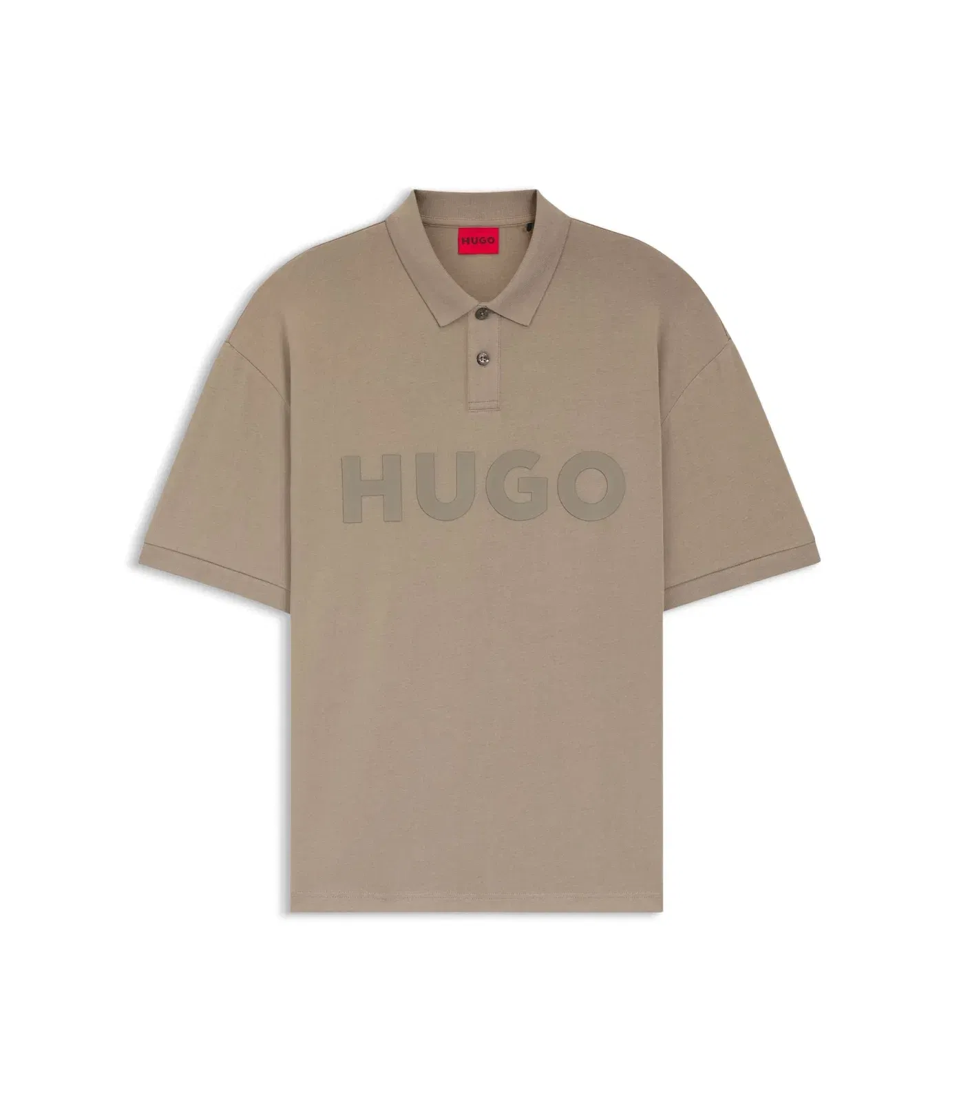 Hugo Oversize Fit Polo Shirt In Cotton With Tonal Logo Light Brown