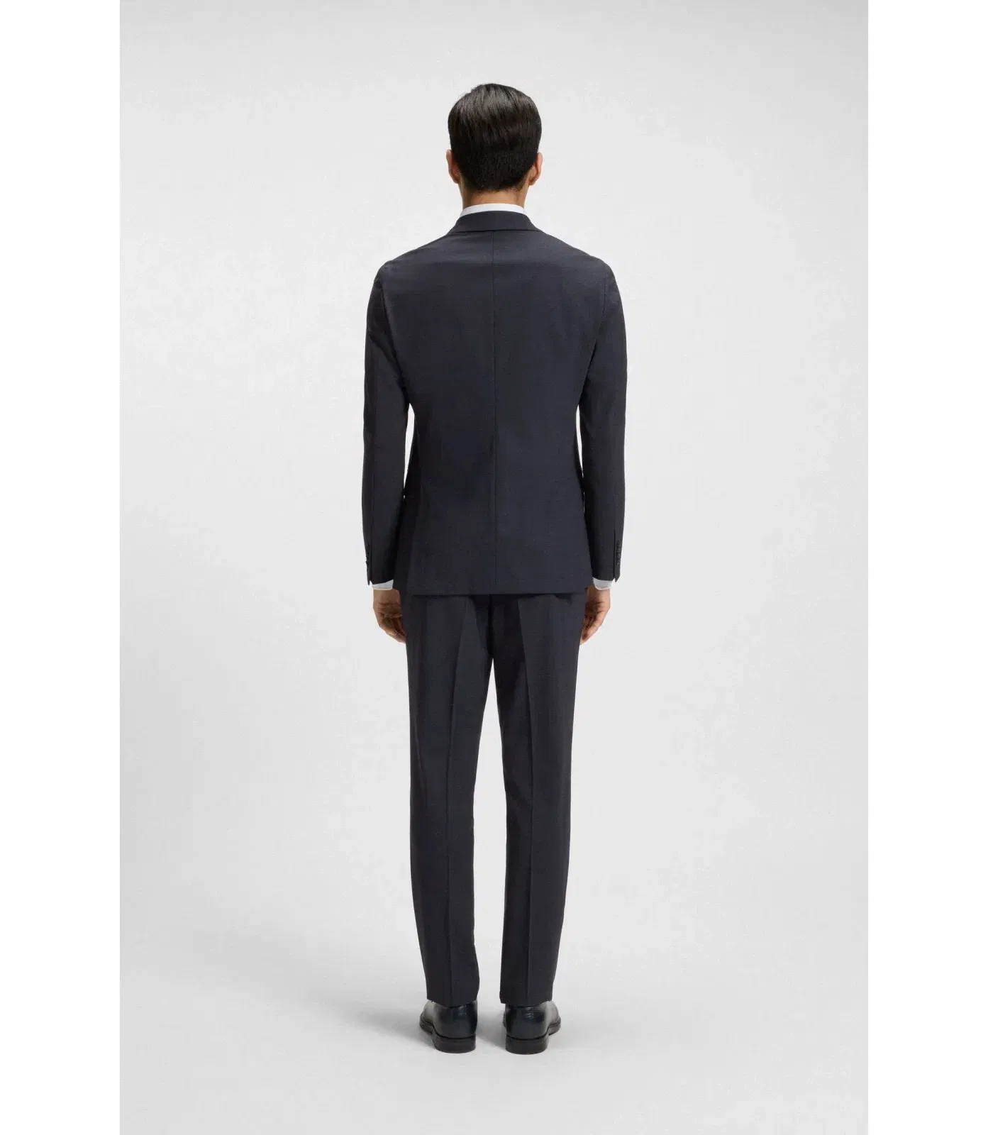 Boss Micro Patterned Slim Fit Suit In Stretch Cloth Dark Blue