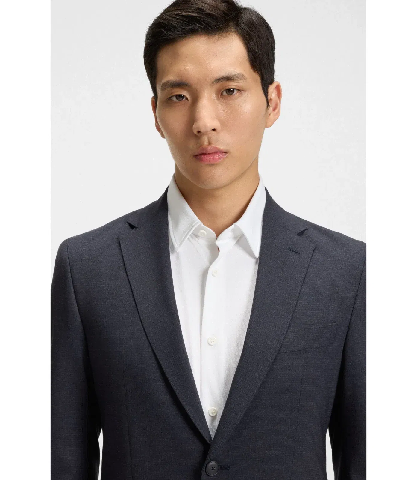 Boss Micro Patterned Slim Fit Suit In Stretch Cloth Dark Blue