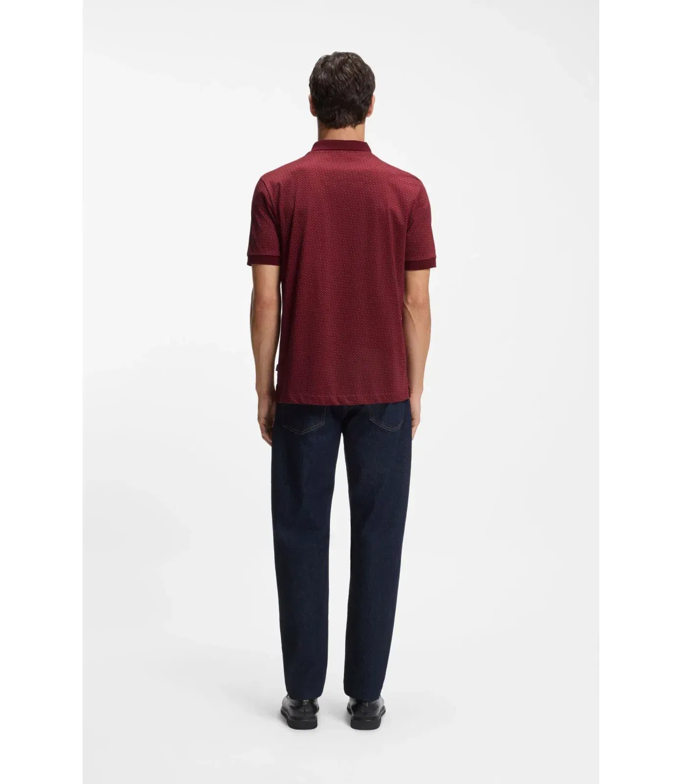 Boss Mercerised Cotton Polo Shirt With Two Tone Monograms Dark Red