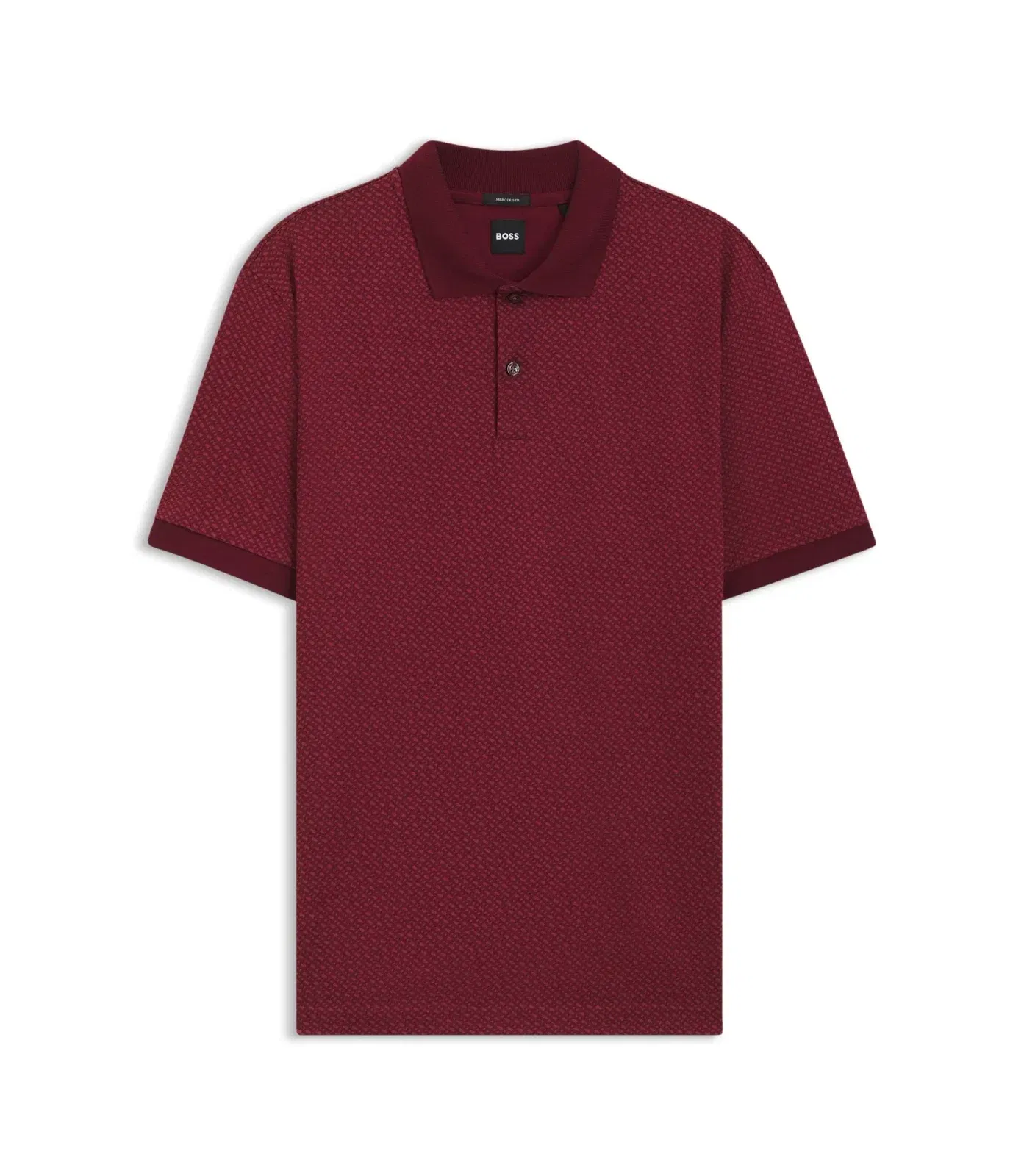 Boss Mercerised Cotton Polo Shirt With Two Tone Monograms Dark Red
