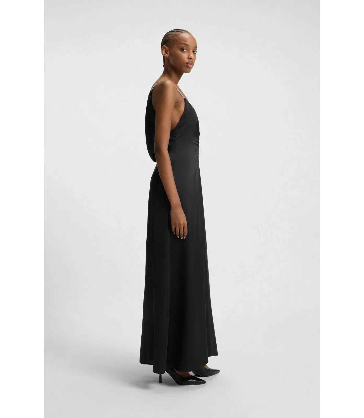 Hugo Maxi Dress With Rhinestone Straps Black Women's
