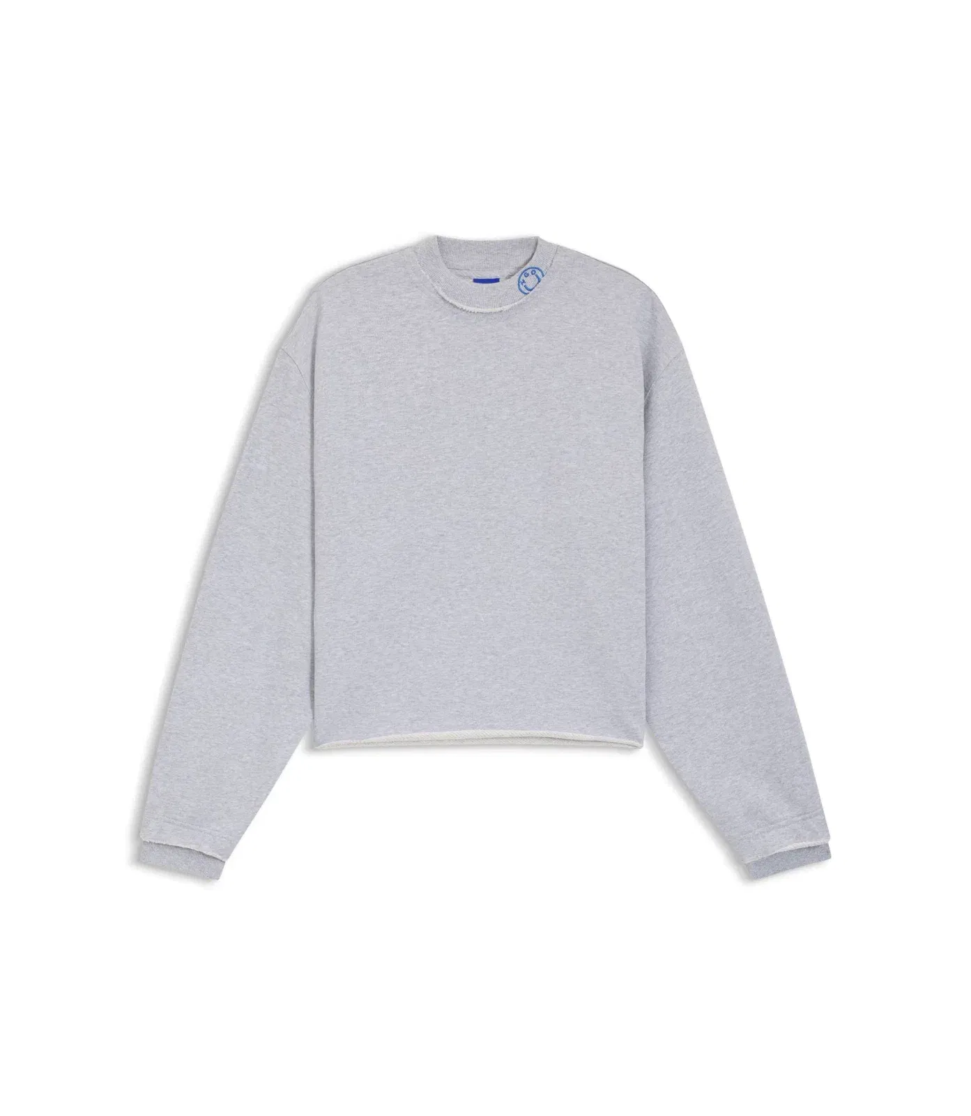 Hugo Logo Collar Sweatshirt In Cotton Terry Light Grey Women's