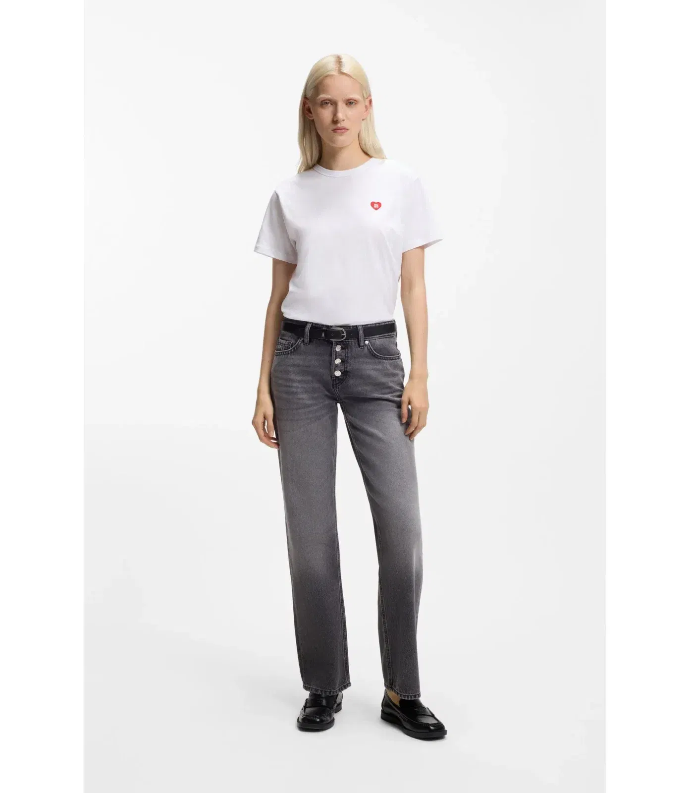 Hugo Heart Logo T-Shirt In Cotton Jersey White Women's