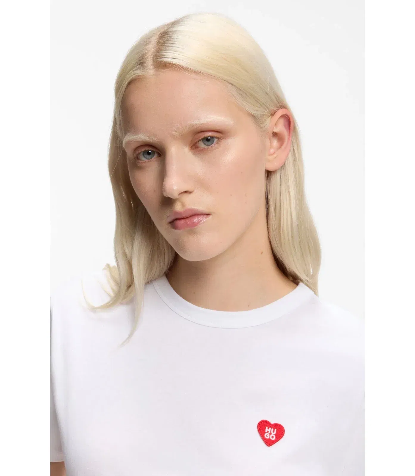 Hugo Heart Logo T-Shirt In Cotton Jersey White Women's