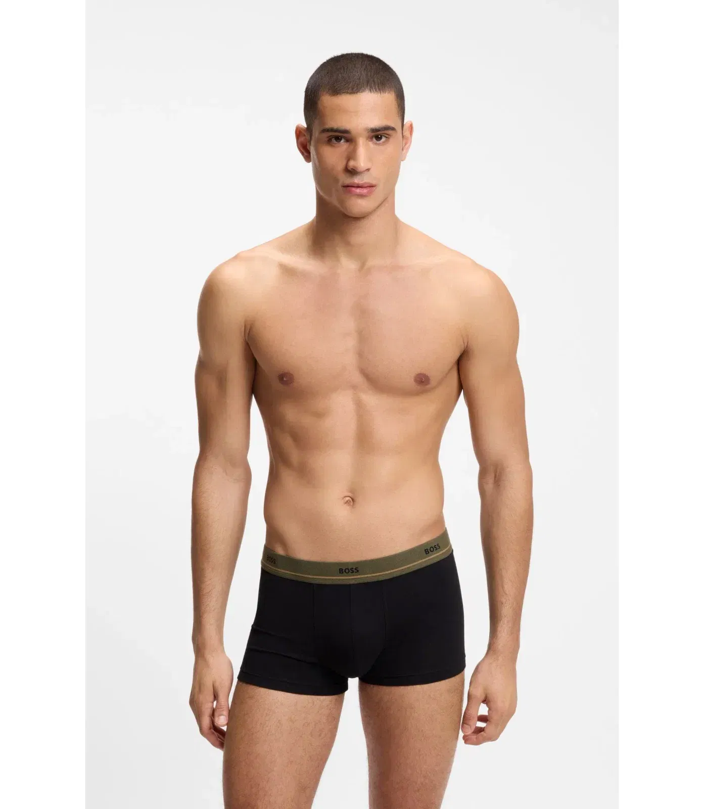 Boss Five Pack Of Stretch Cotton Trunks With Logo Waistbands Black