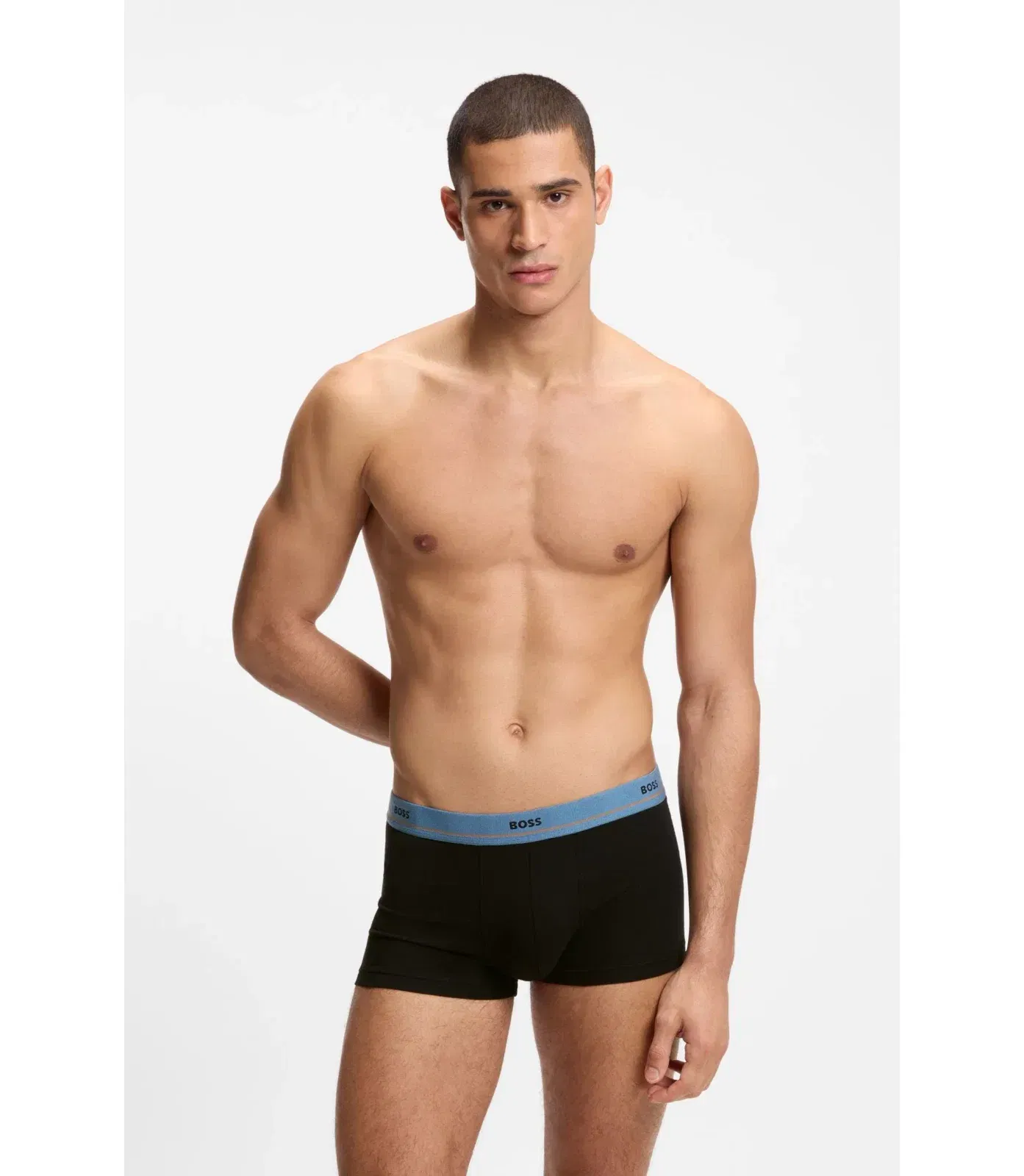 Boss Five Pack Of Stretch Cotton Trunks With Logo Waistbands Black