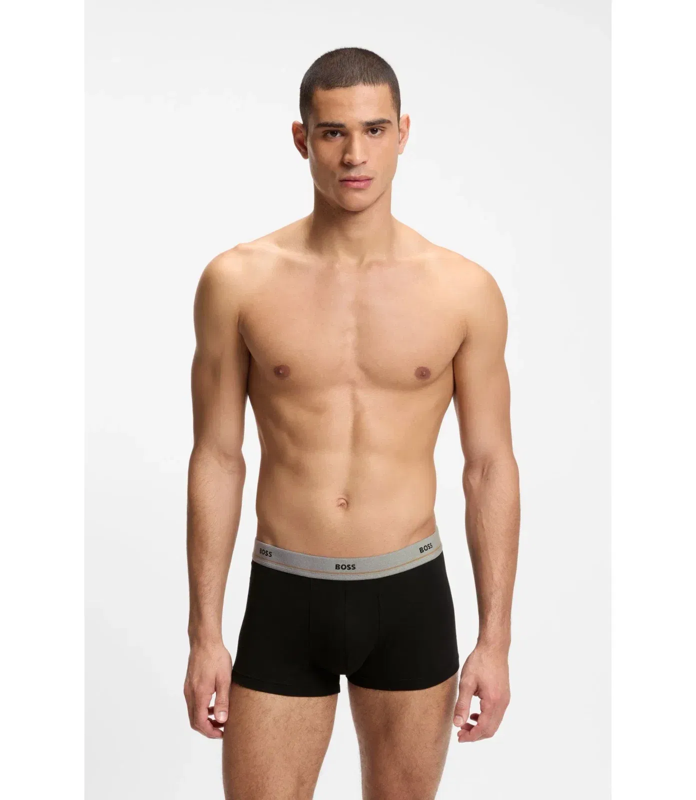 Boss Five Pack Of Stretch Cotton Trunks With Logo Waistbands Black