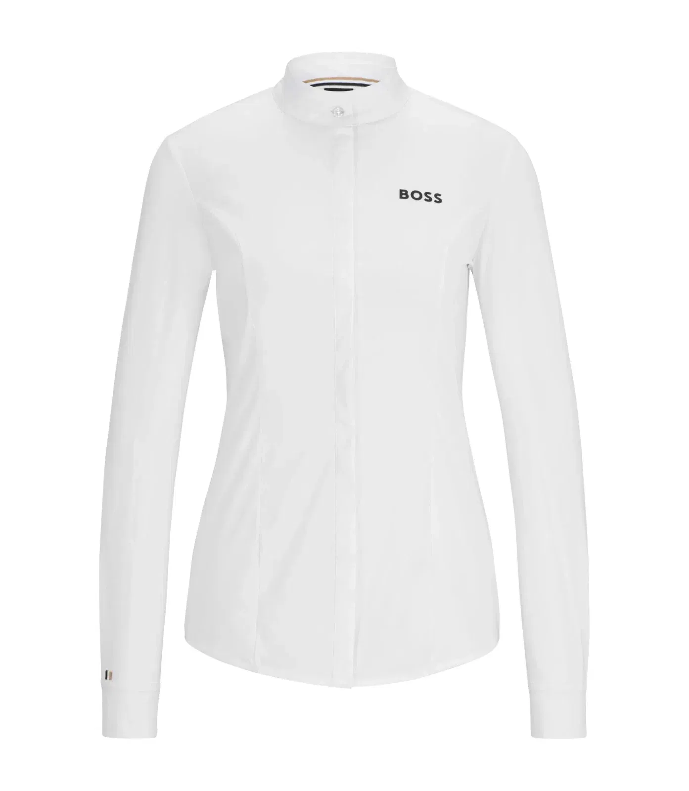 Boss Equestrian Slim Fit Show Blouse In Mixed Materials White Women's