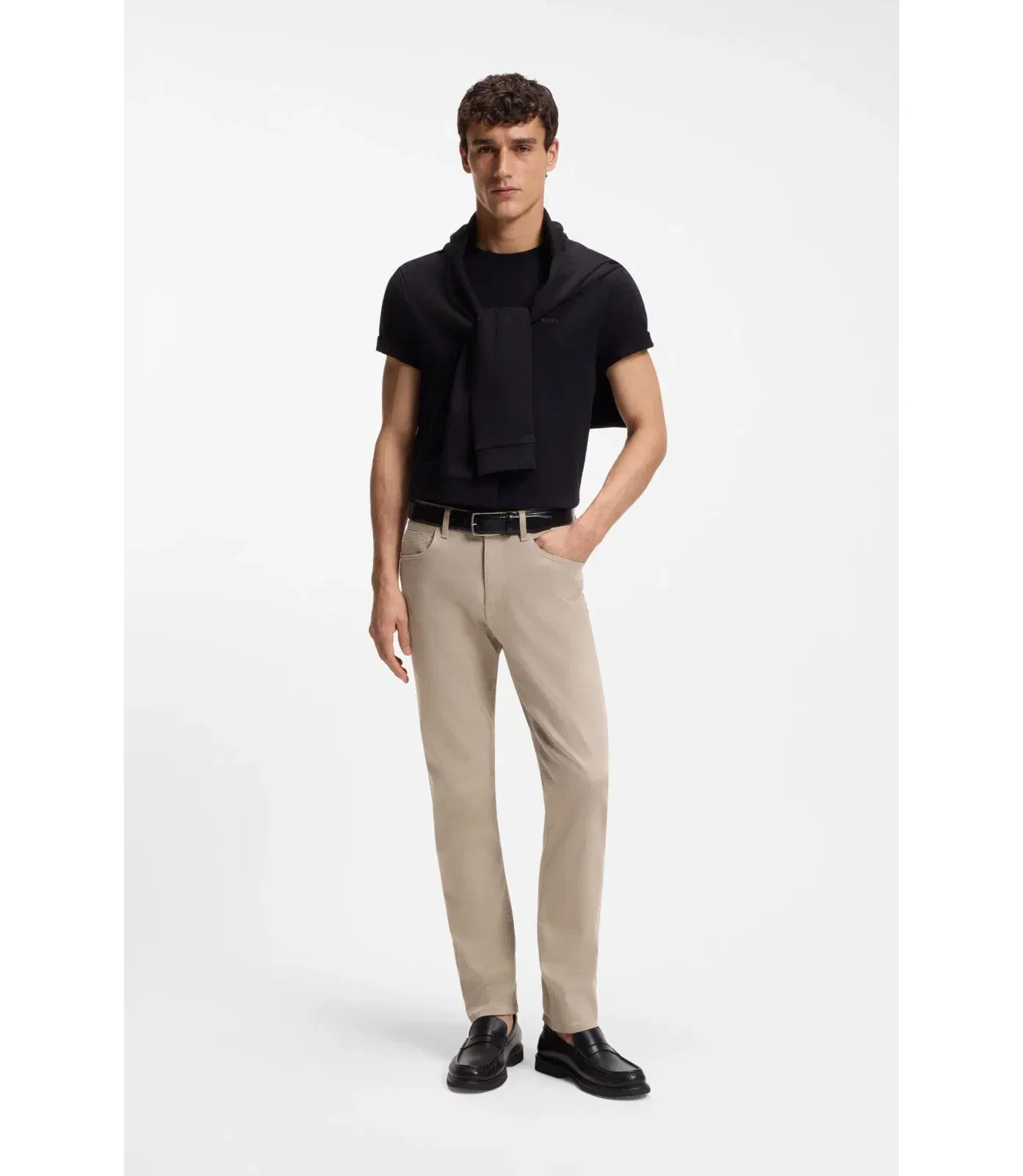 Boss Delaware Slim Fit Trousers In Fade Resistant Twill Light Brown