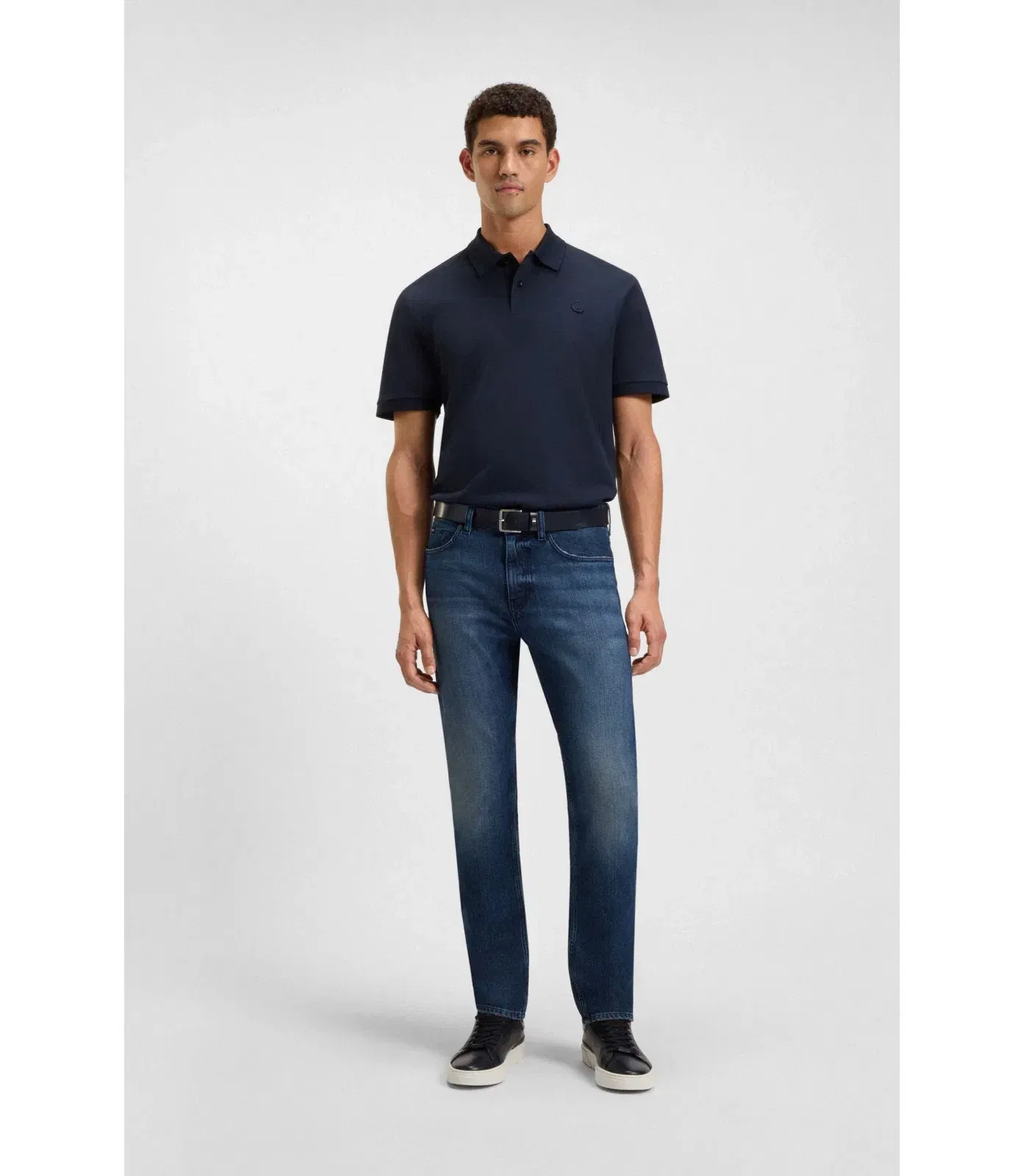 Boss Delaware Blue Slim Fit Jeans In Mechanical Stretch Denim Dark Blue