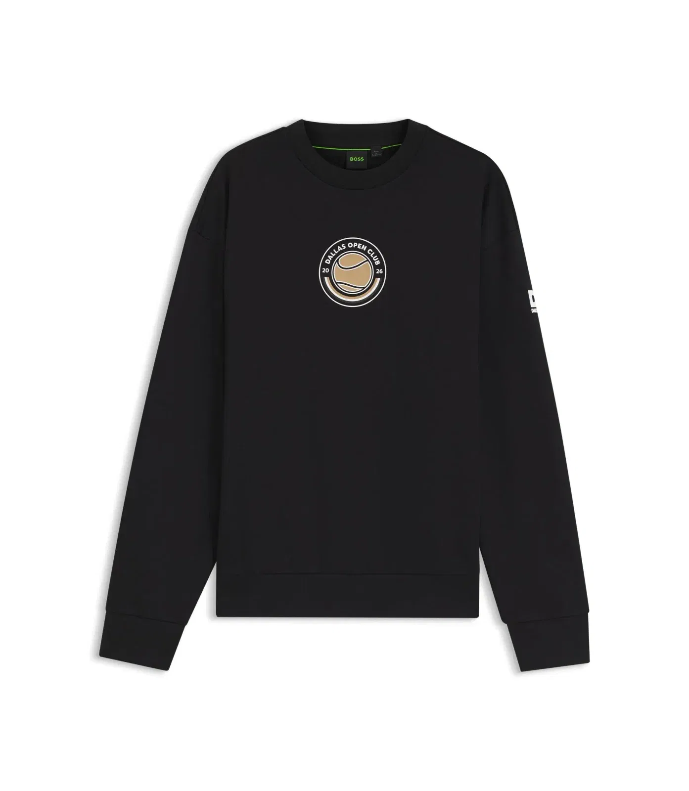 Boss Cotton Terry Sweatshirt With Tennis Artwork Black
