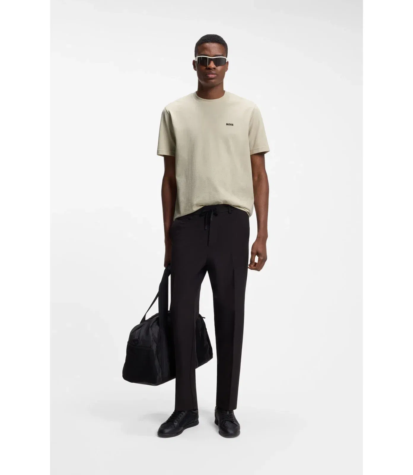 Boss Cotton Piqu T-Shirt With All Over Print Light Beige