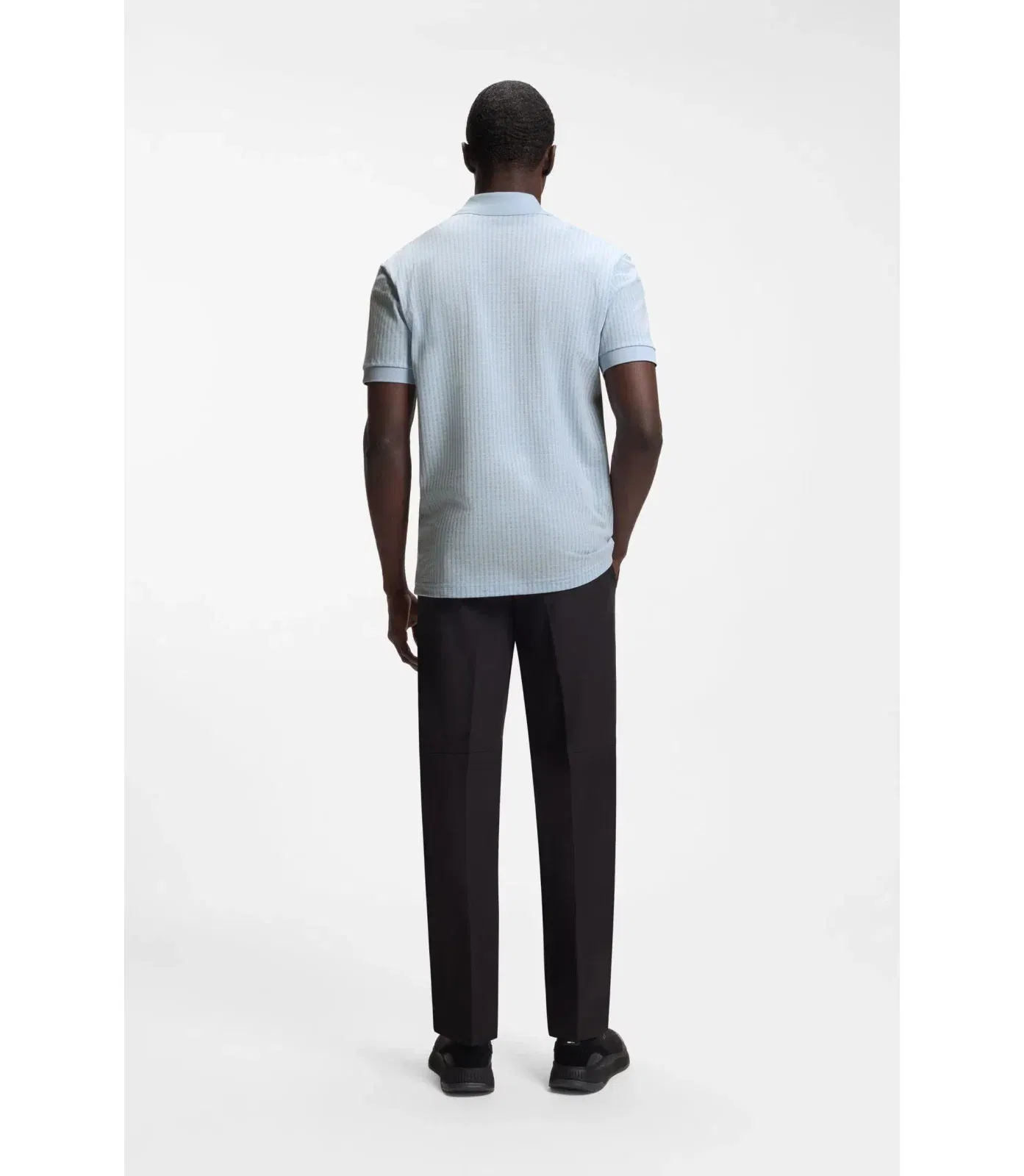 Boss Cotton Piqu Polo Shirt With All Over Print Light Blue
