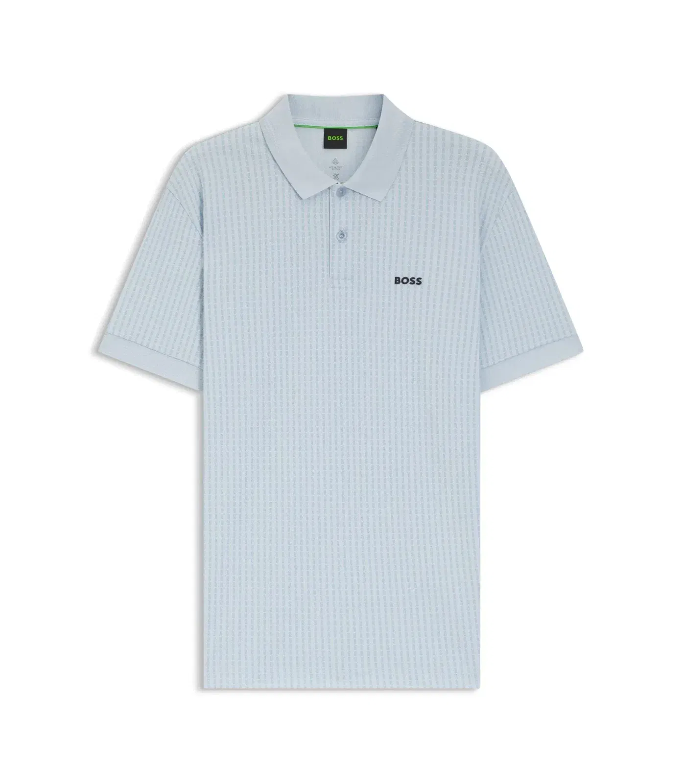 Boss Cotton Piqu Polo Shirt With All Over Print Light Blue
