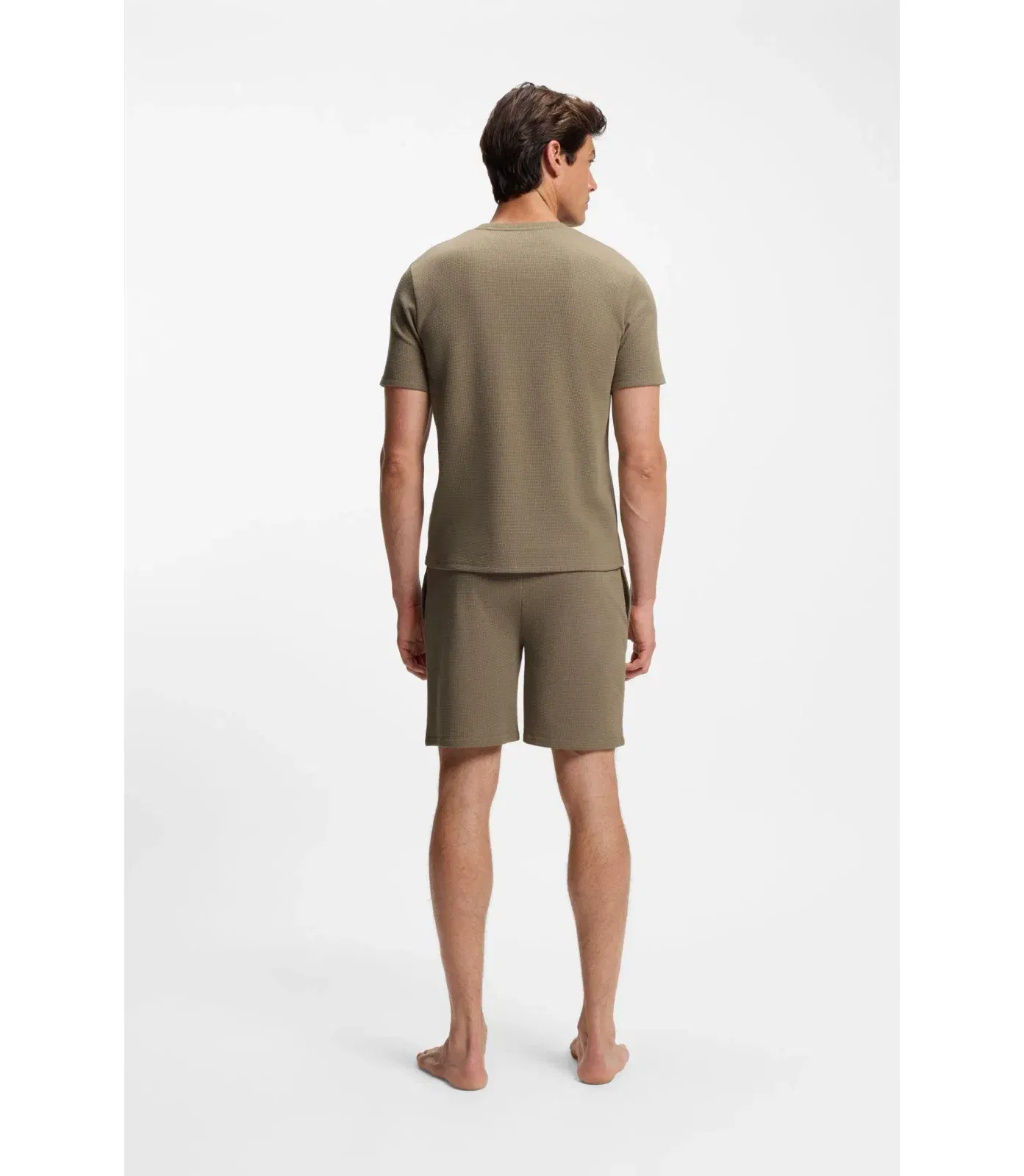 Boss Cotton Blend Pajama T-Shirt With Embroidered Logo Light Brown