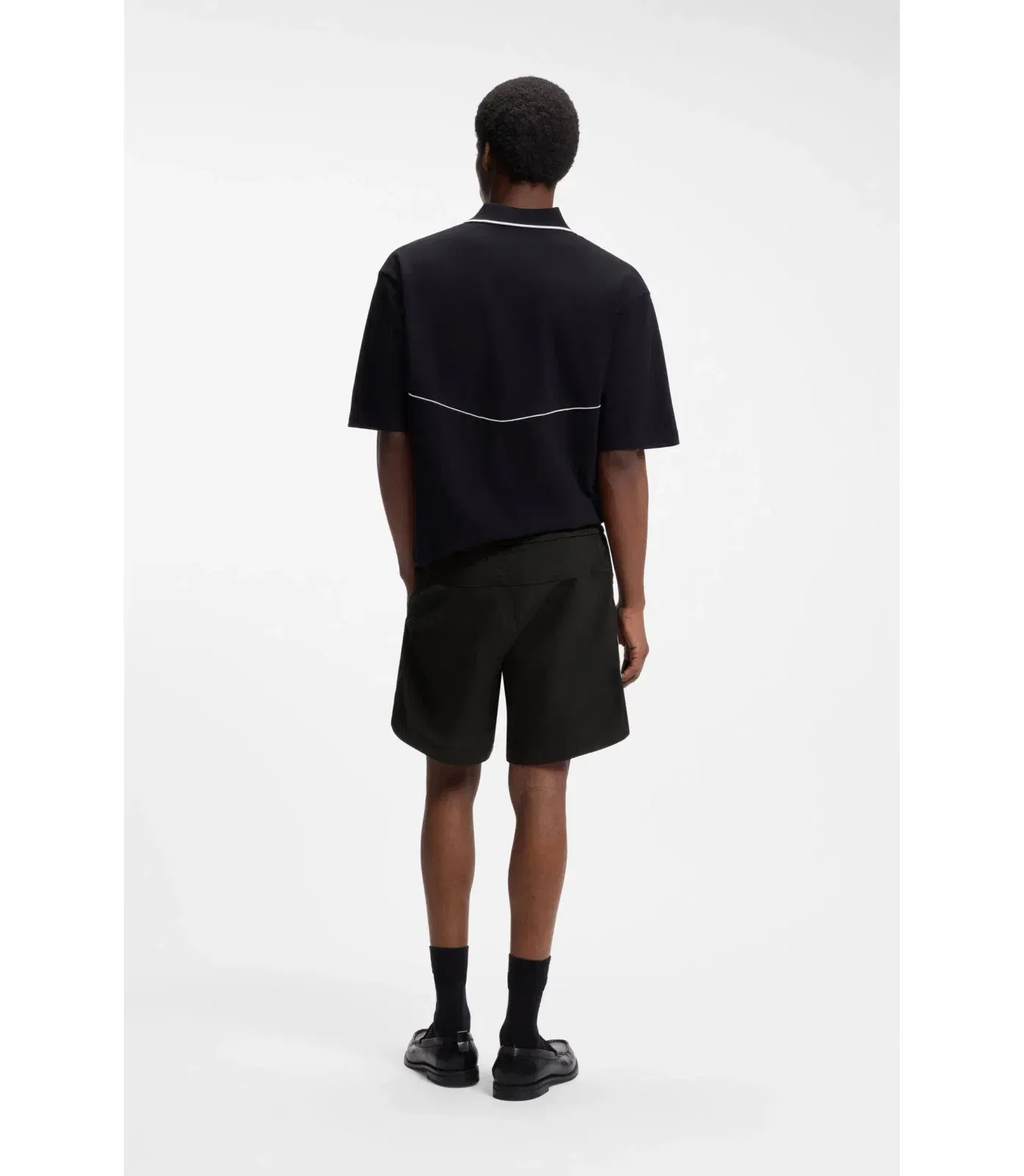 Hugo Contrast Piping Shorts With Water Repellent Finish Black