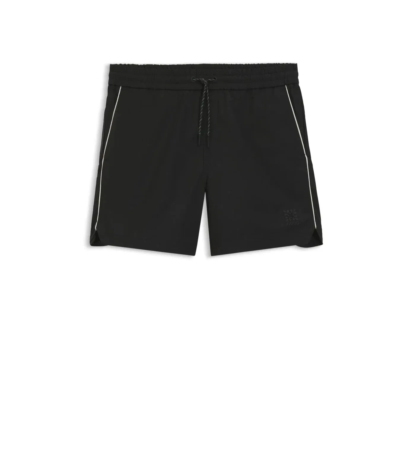 Hugo Contrast Piping Shorts With Water Repellent Finish Black