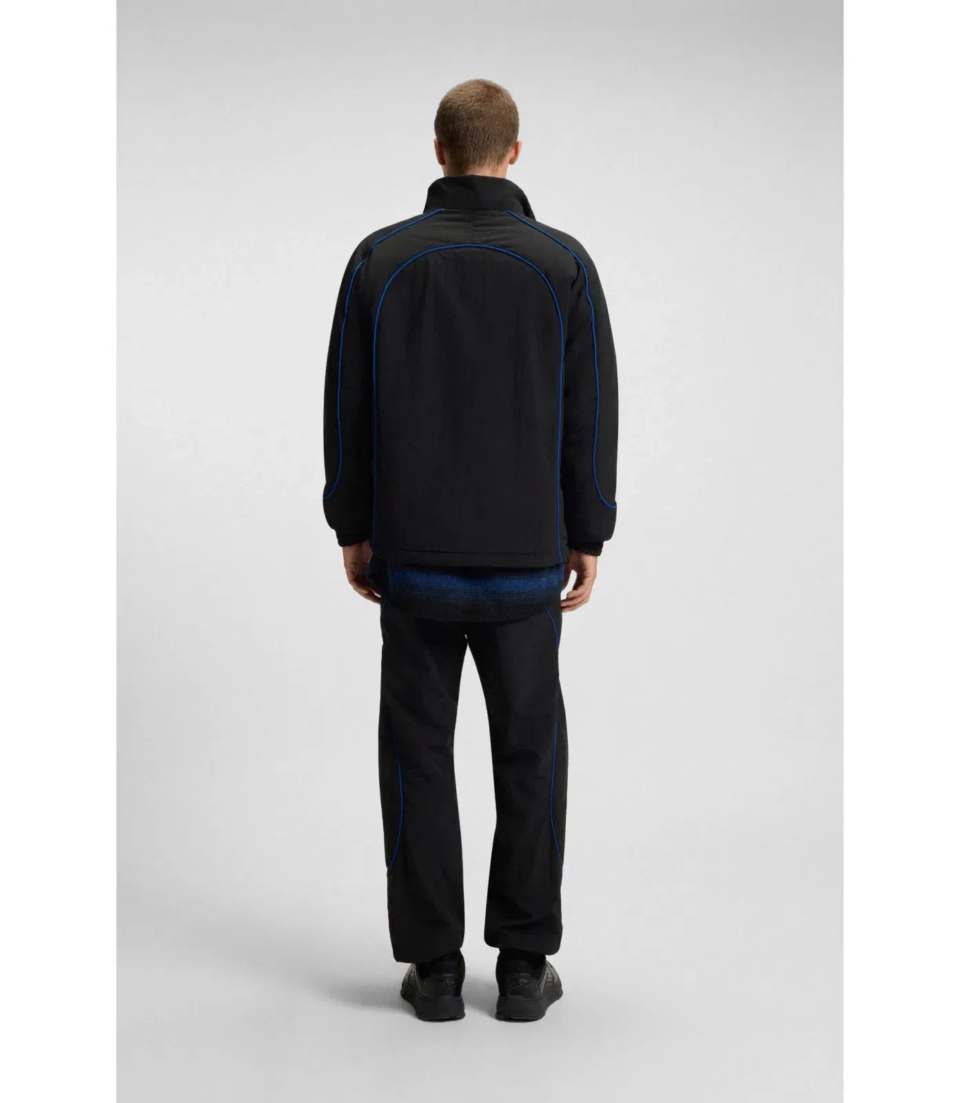Hugo Contrast Piping Jacket With Water Repellent Finish Black
