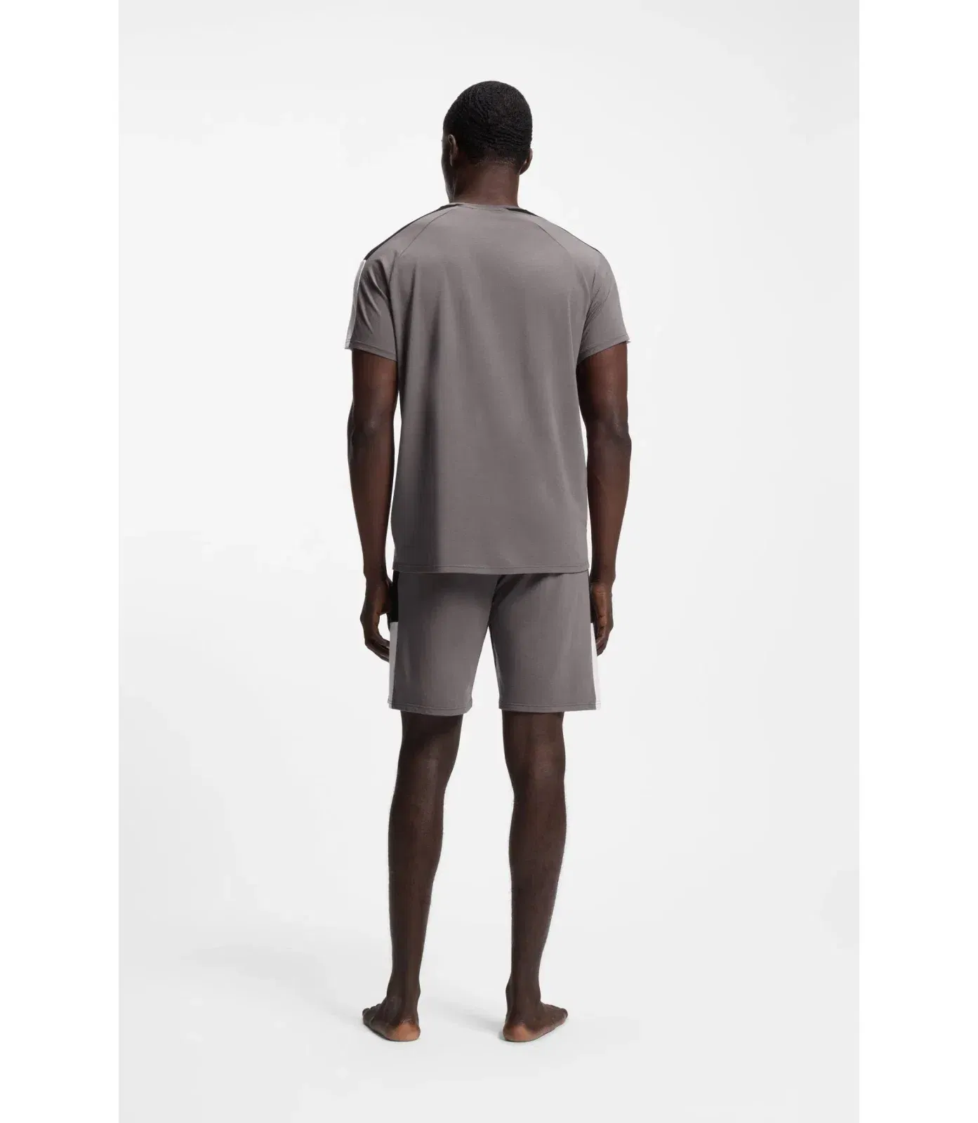 Boss Contrast Insert Pyjamas In A Cotton Blend Dark Grey