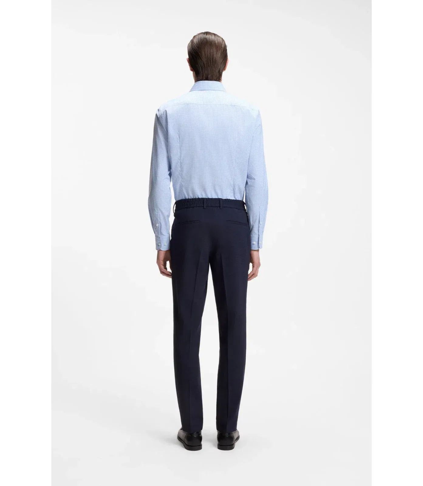 Boss Checked Slim Fit Shirt In Performance Stretch Fabric Light Blue