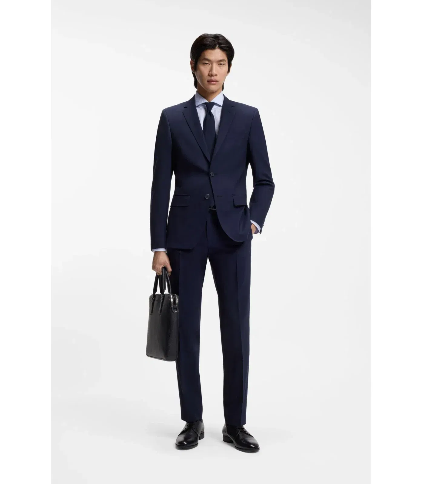 Boss Checked Regular Fit Shirt In Italian Made Cotton Twill Light Blue