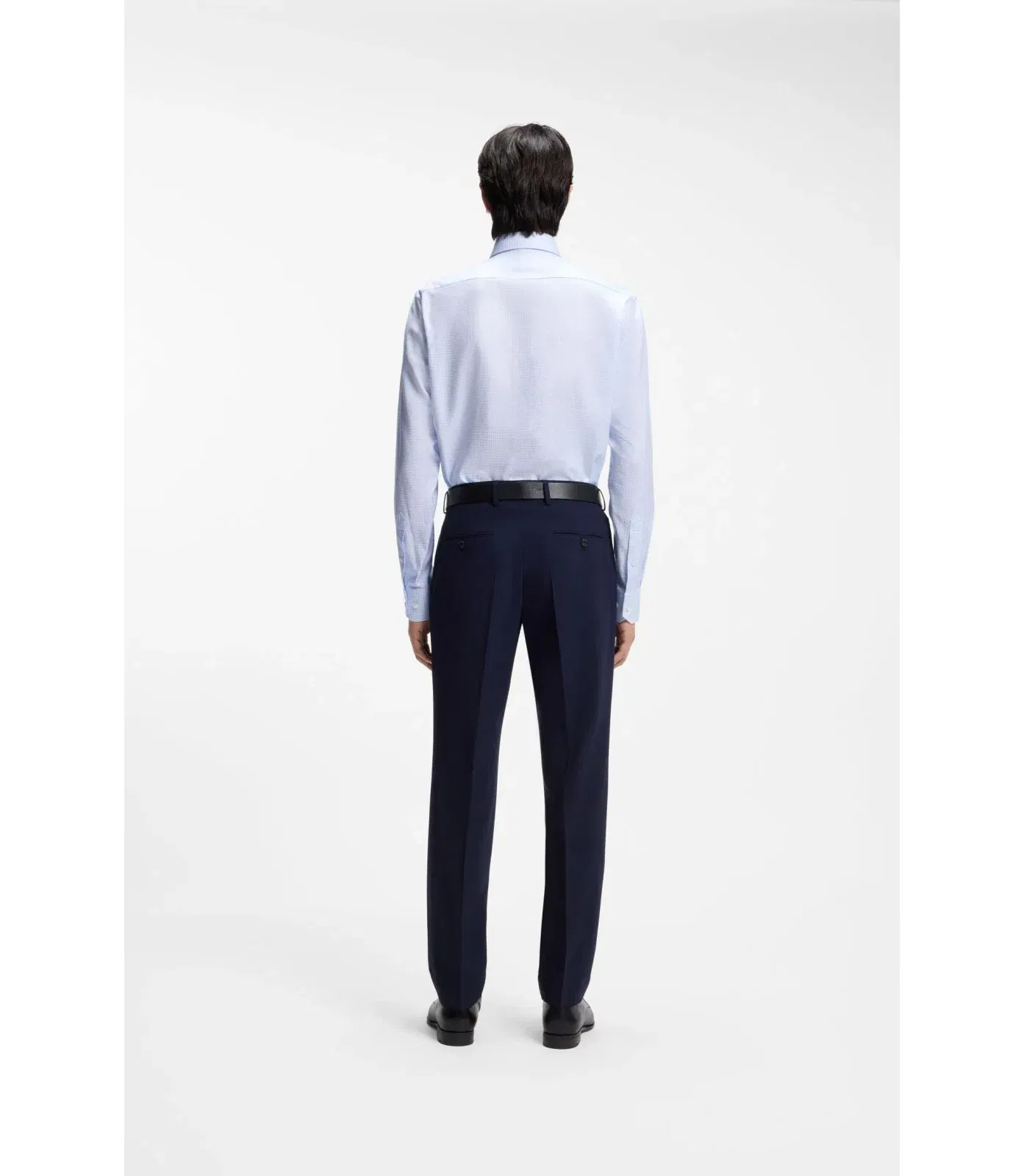 Boss Checked Regular Fit Shirt In Italian Made Cotton Twill Light Blue
