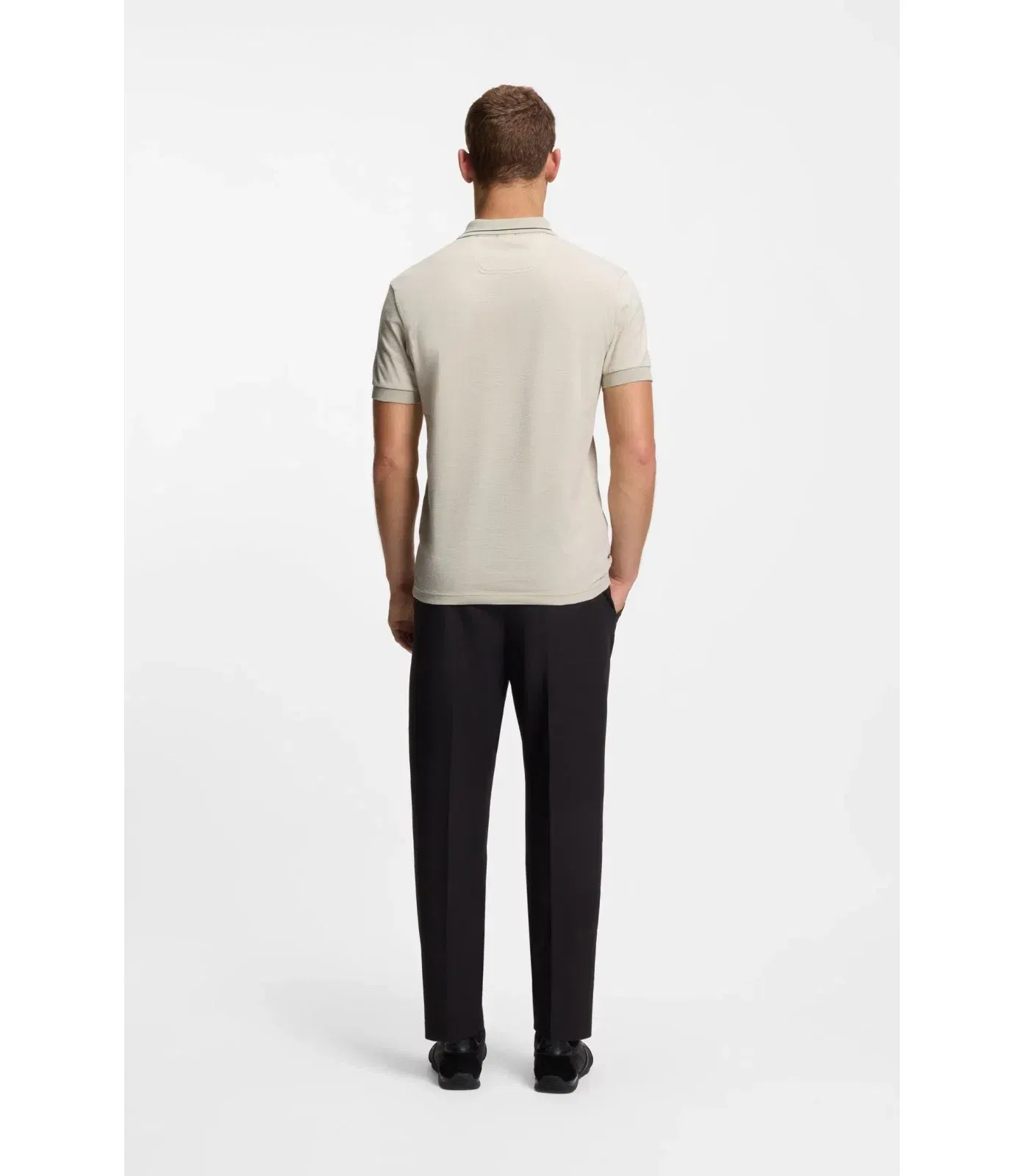 Boss Centred Logo Slim Fit Polo Shirt In Cotton Piqu Light Beige