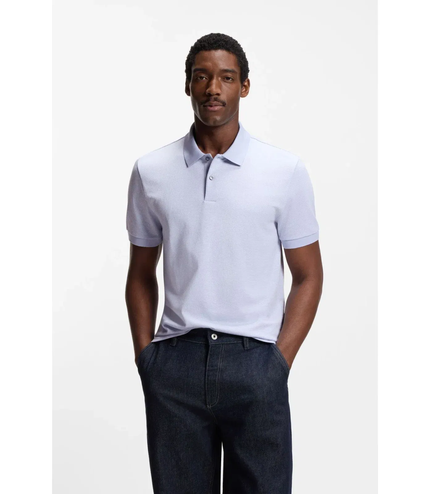 Boss Bubble Structure Polo Shirt In Cotton Light Purple